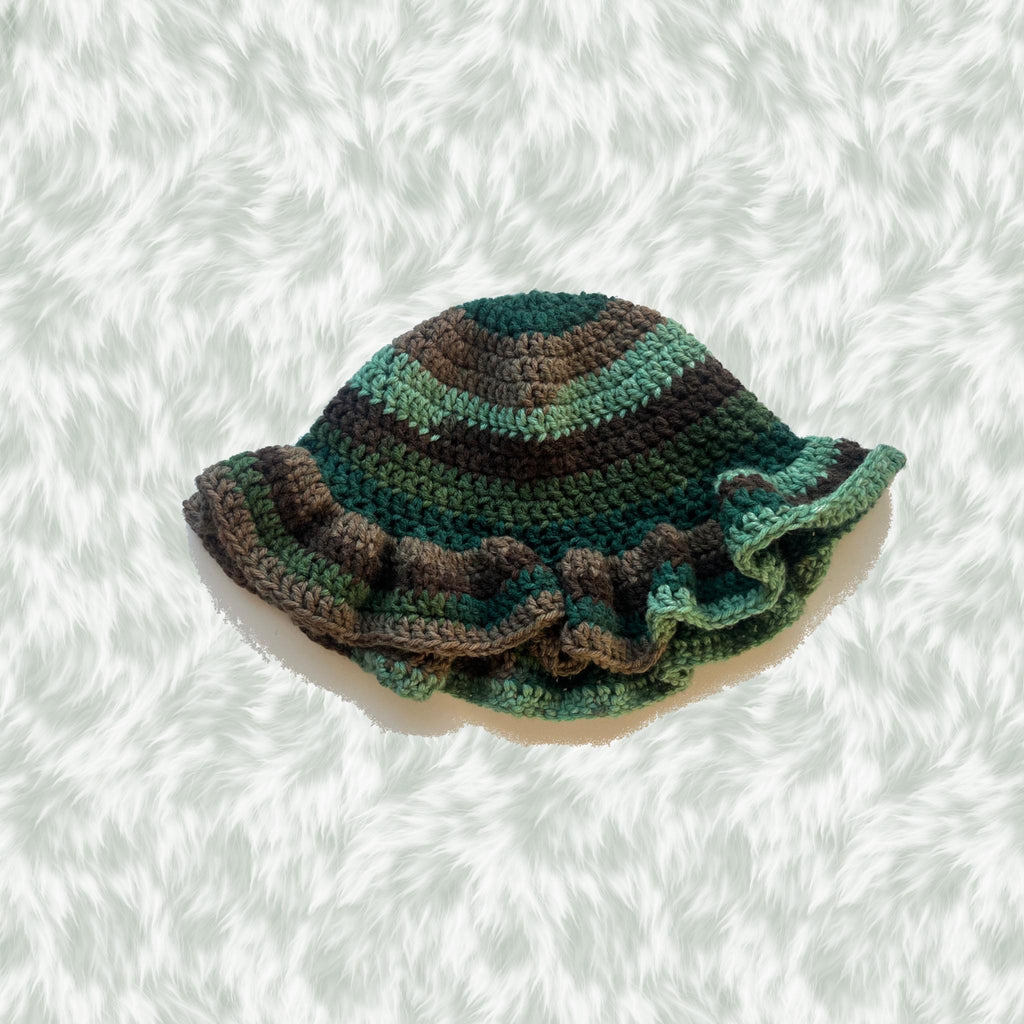 Camo Colored Wavy Ruffle Hat