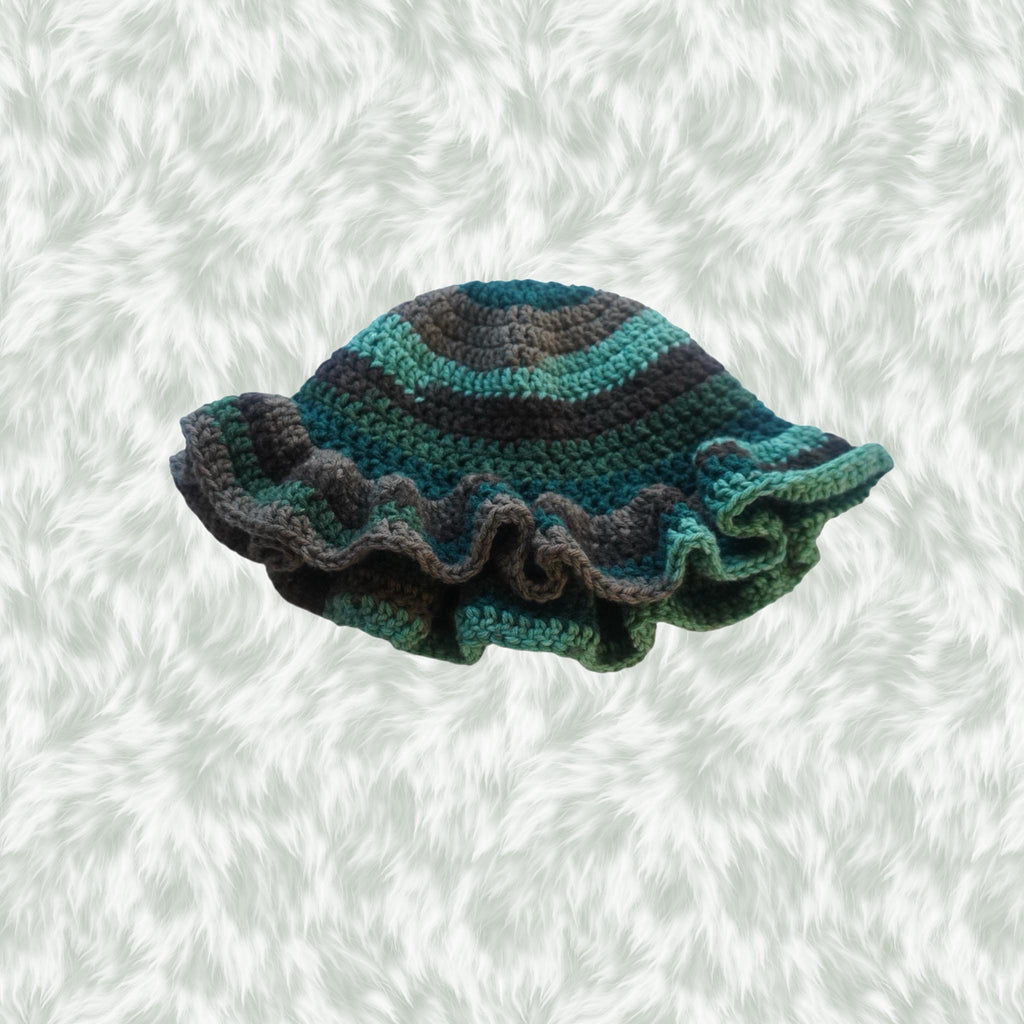 Camo Colored Wavy Ruffle Hat