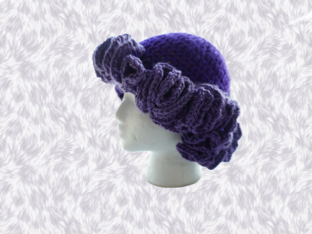 Multi Purple Toned Ruffle Hat - Unique, Colorful Bucket Hat