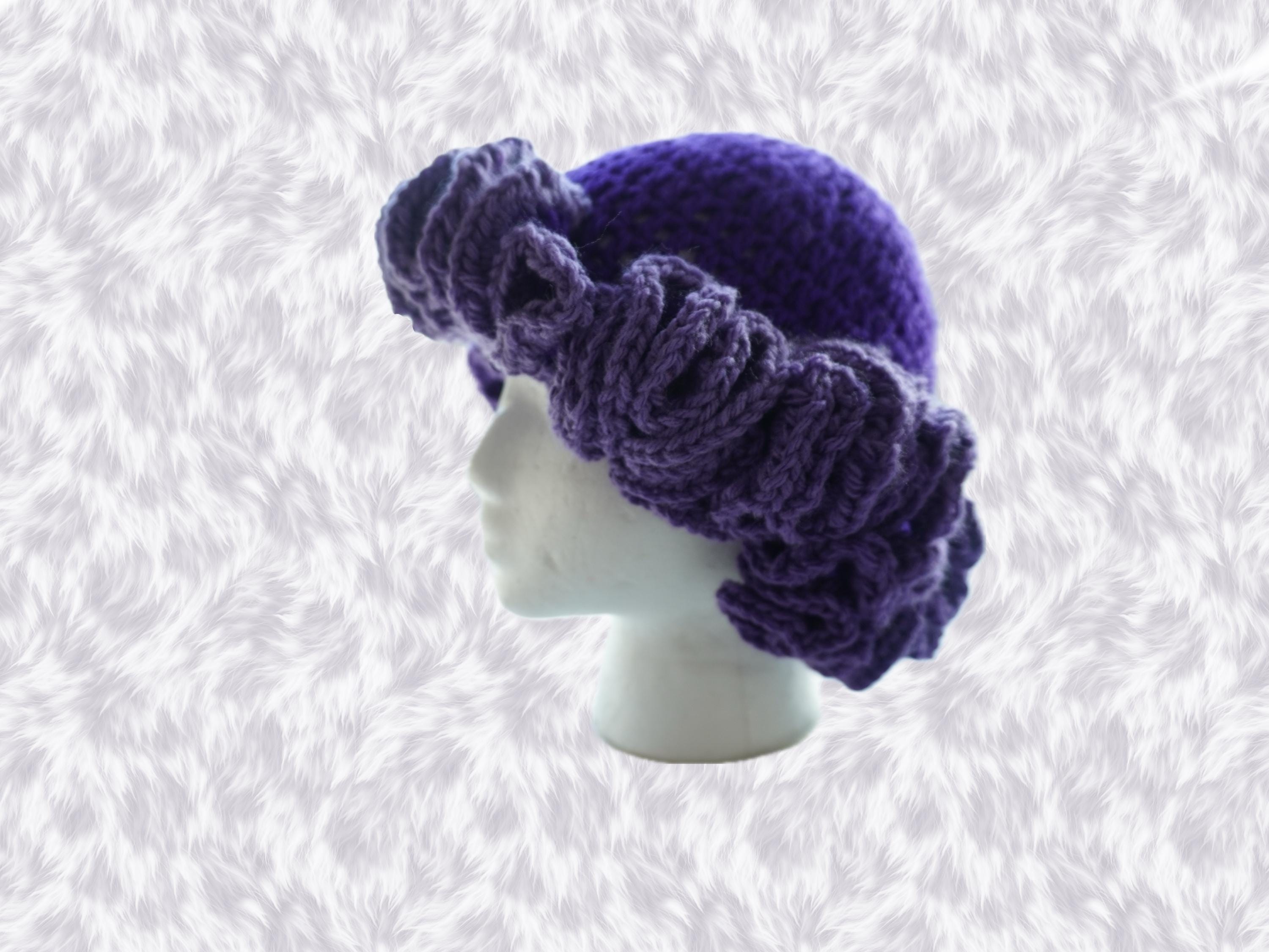 Multi Purple Toned Ruffle Hat - Unique, Colorful Bucket Hat
