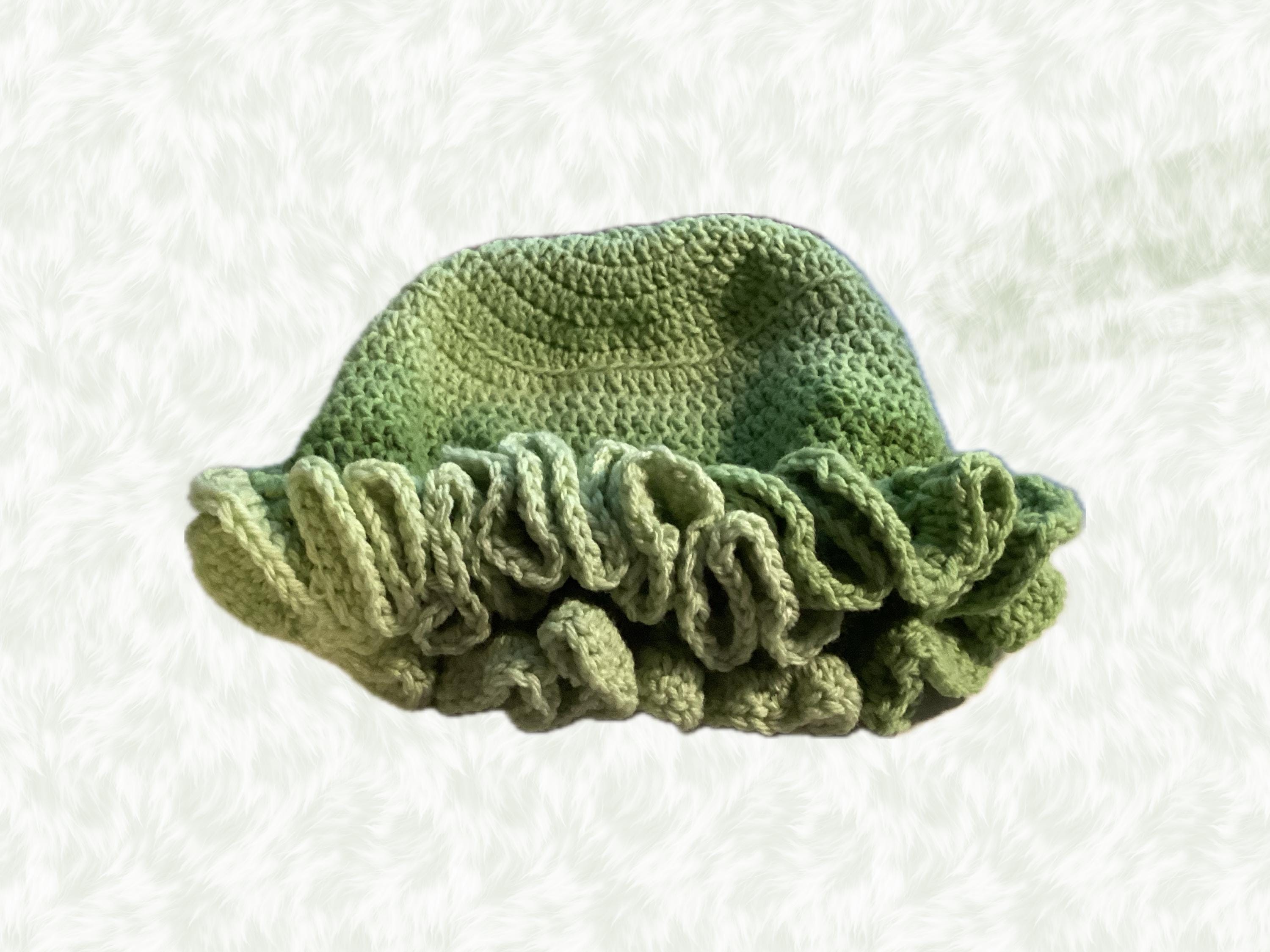 Ombre Green Ruffle Hat - Unique, Colorful Bucket Hat
