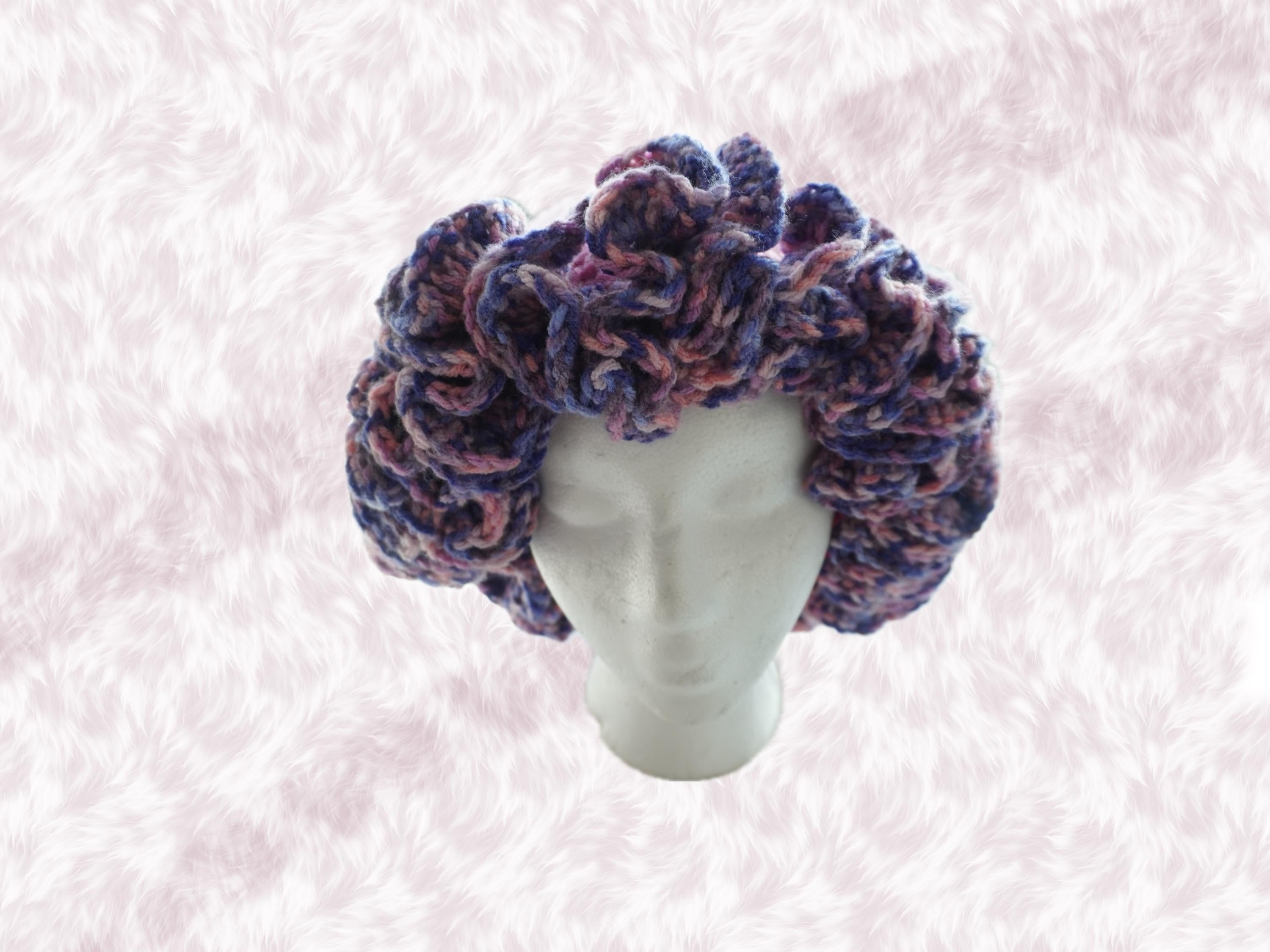 Handmade Satin-Lined Ruffle Bucket Hat – Pink Purple Ombre