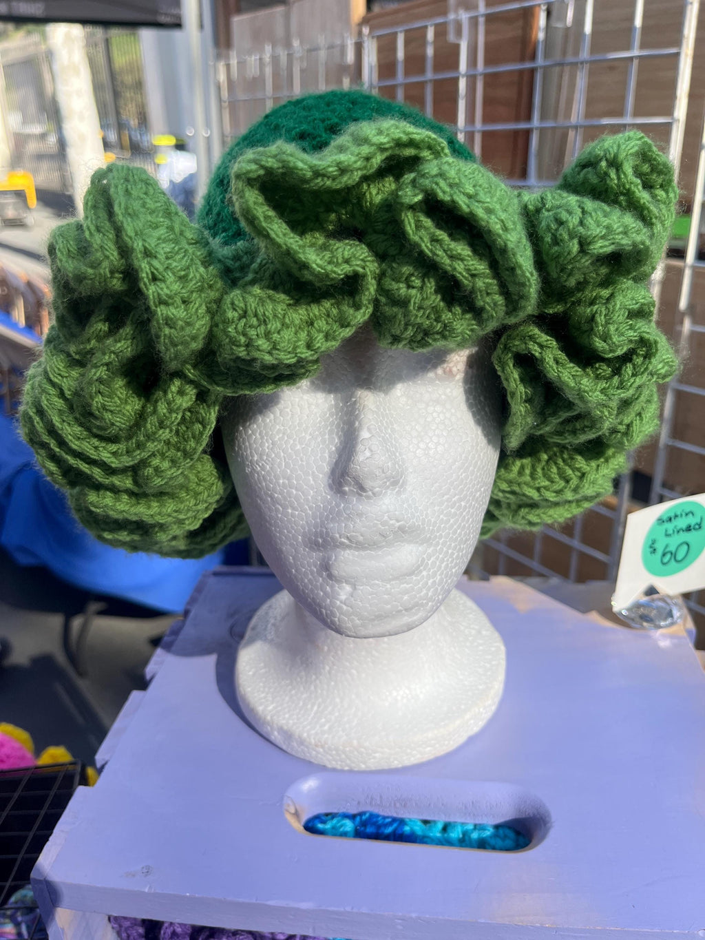 Satin Lined Green Ombre Ruffle Hat - Unique, Colorful Bucket Hat