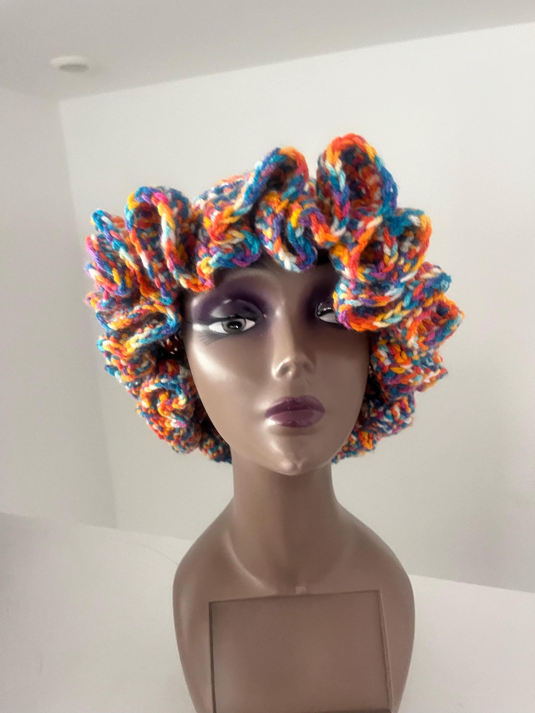 Bright Orange and Speckled Ruffle Hat -  Unique, Colorful Bucket Hat