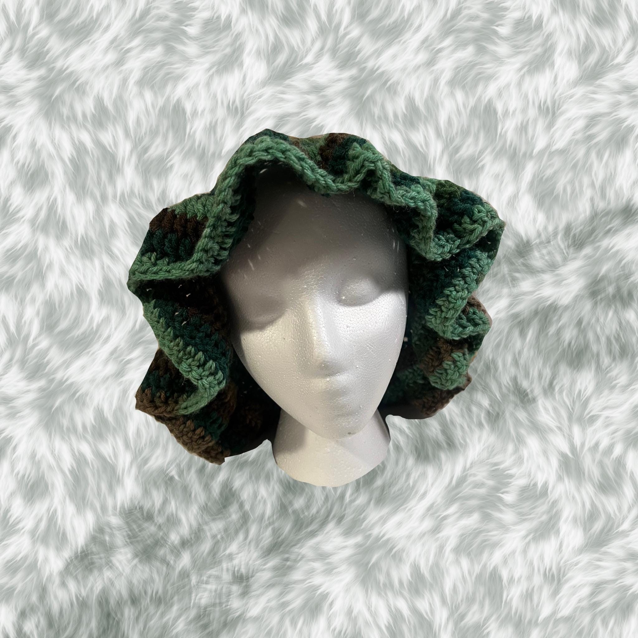 Camo Colored Wavy Ruffle Hat