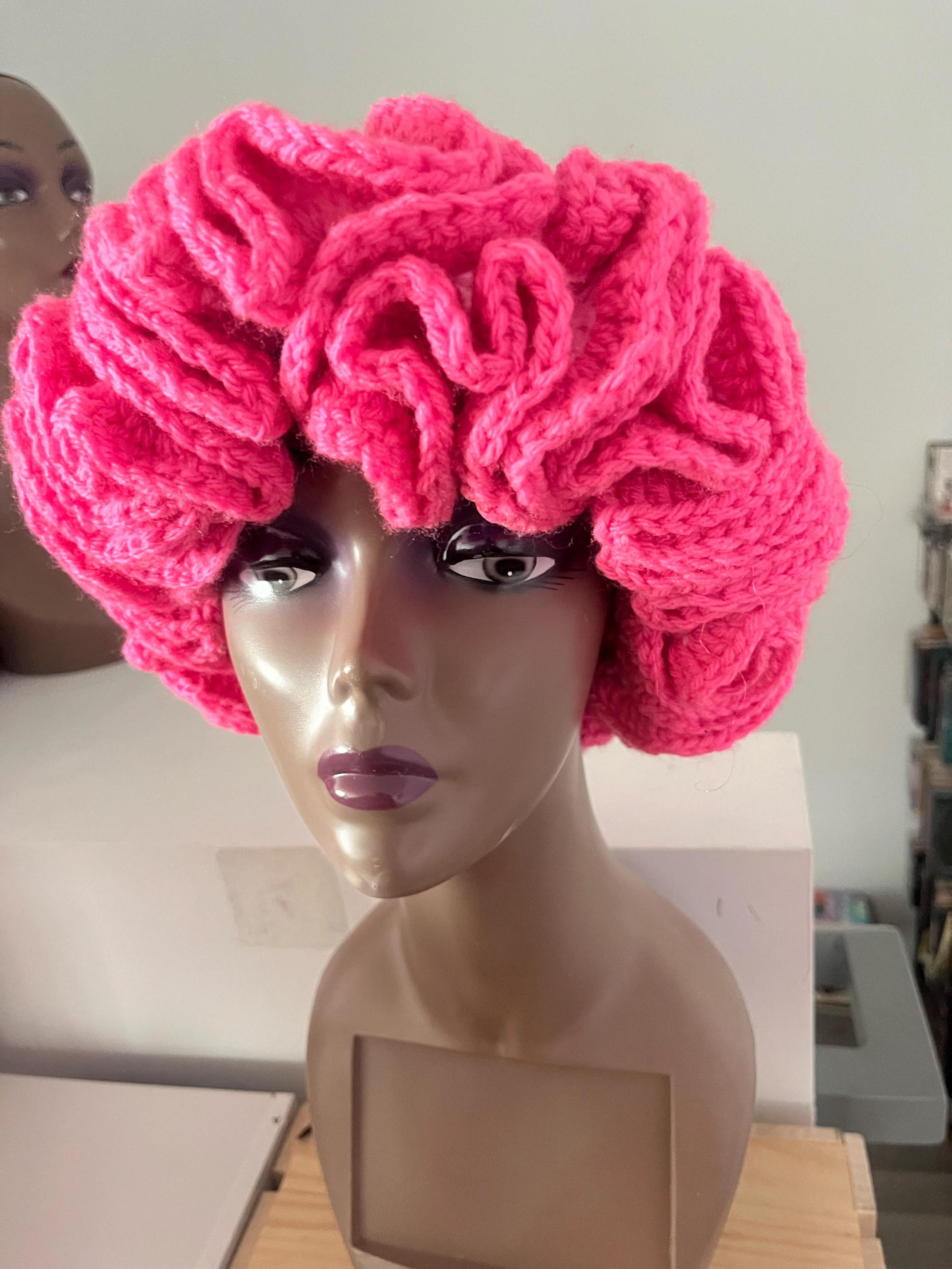 Bright Pink Reverse Ombre Ruffle Hat- Colorful and Unique Bucket Hat