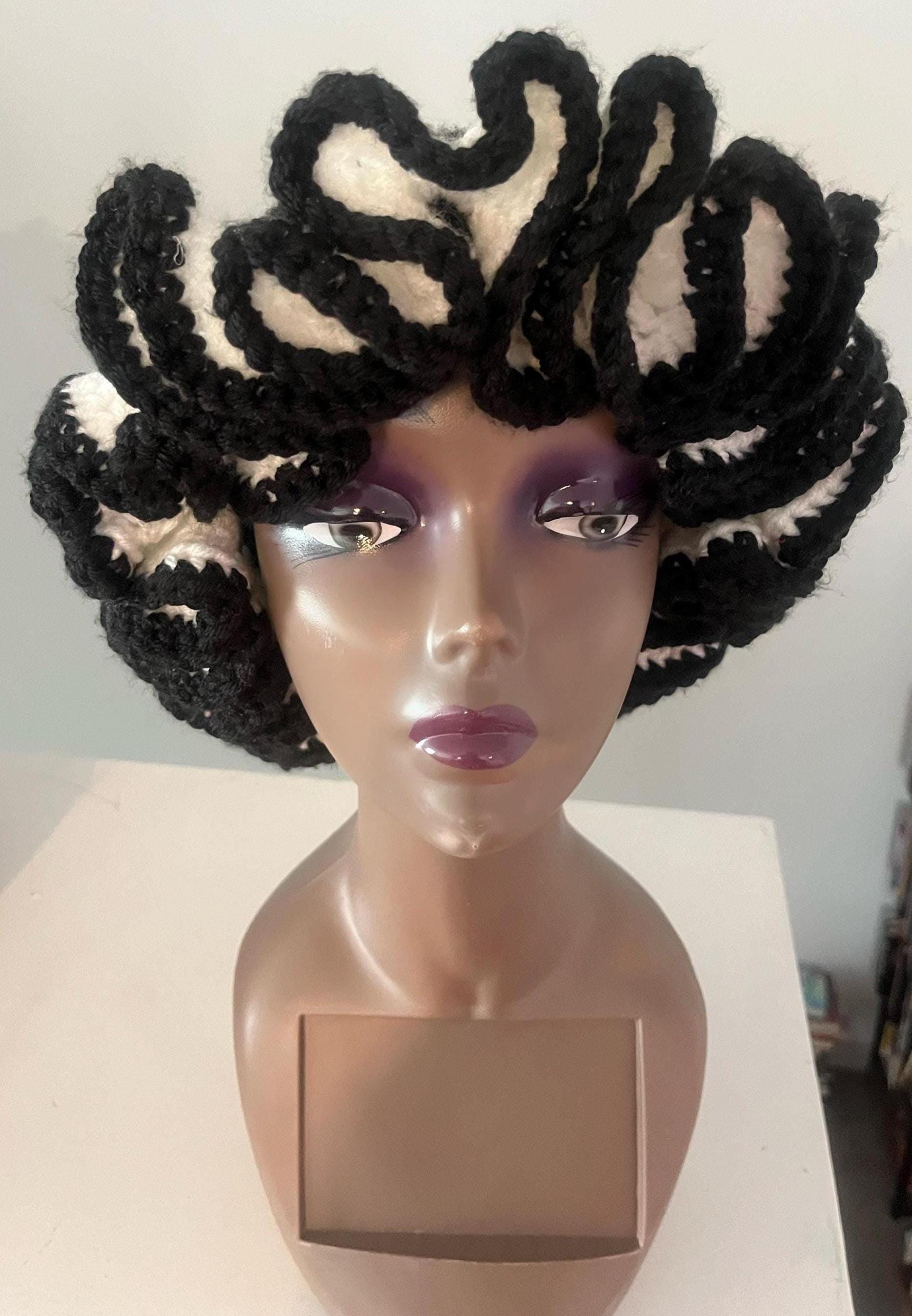 Satin Lined Black and White Ruffle Hat  - Unique, Colorful Bucket Hat