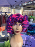 Bright Pink and Neon Purple Ruffle Hat - Unique, Colorful Bucket Hat
