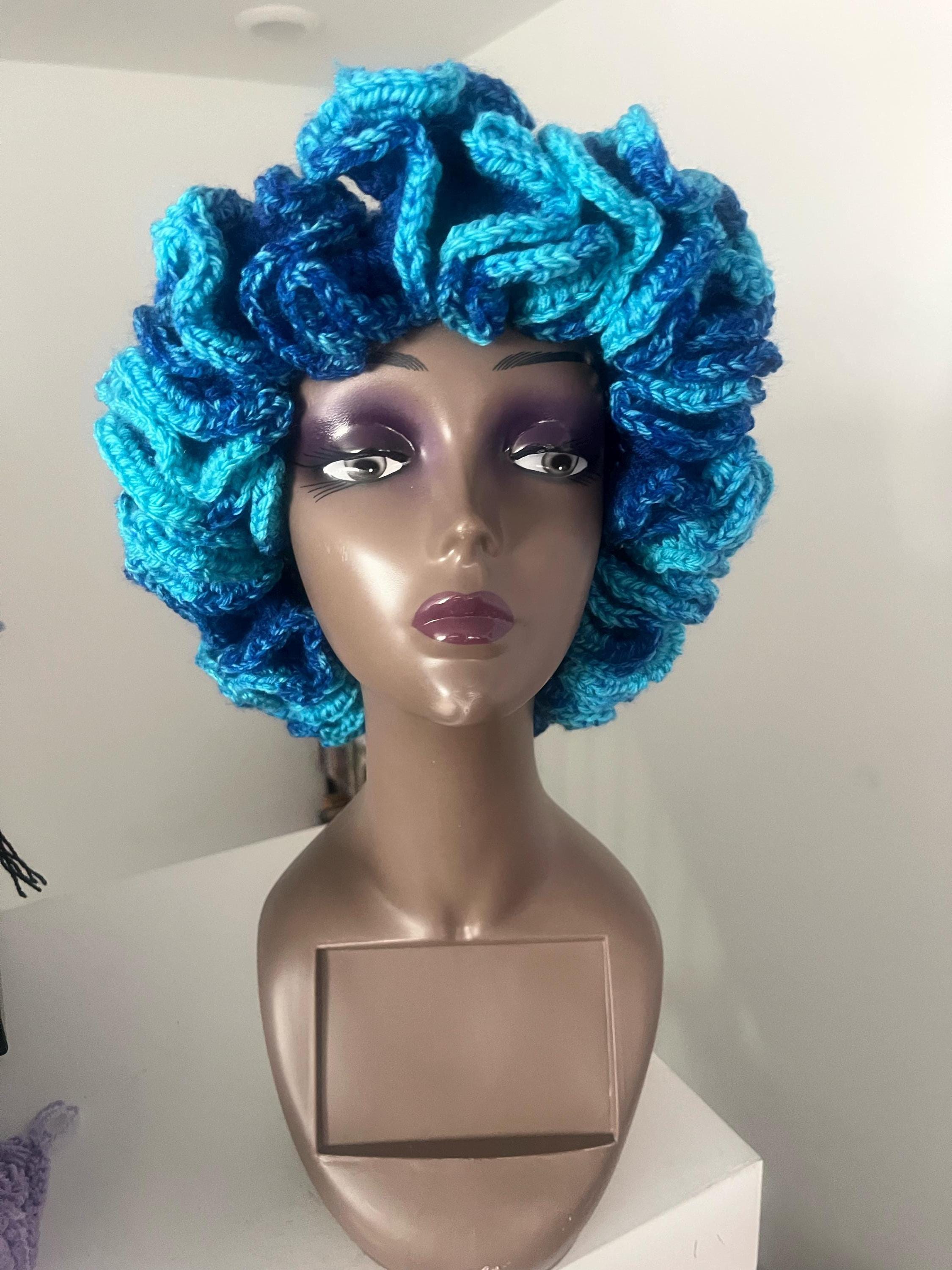 Handmade Royal Blue Ruffle Bucket Hat – Ocean Trim, Adult M/L