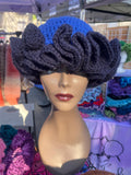 Bold Royal and Navy Blue Ruffle Hat - Unique, Colorful Bucket Hat