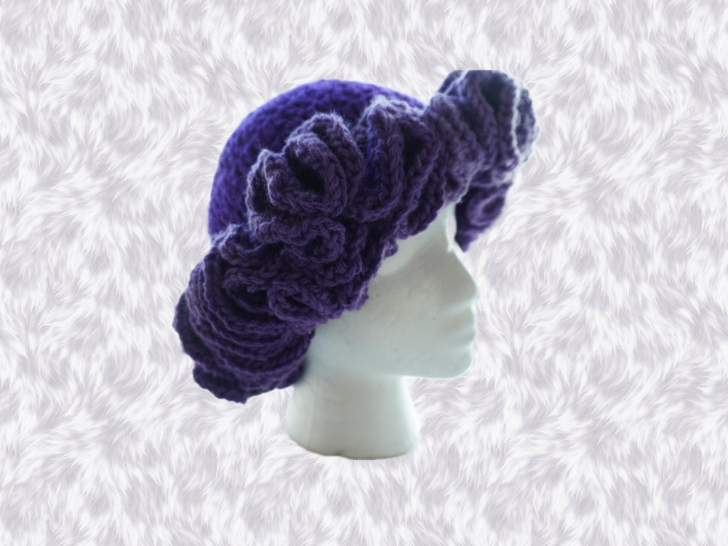 Multi Purple Toned Ruffle Hat - Unique, Colorful Bucket Hat