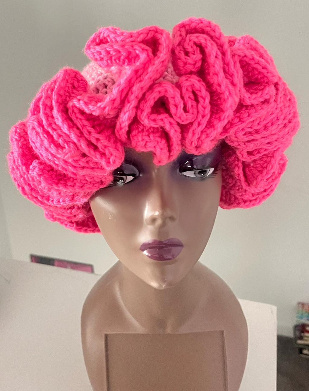 Bright Pink Reverse Ombre Ruffle Hat- Colorful and Unique Bucket Hat
