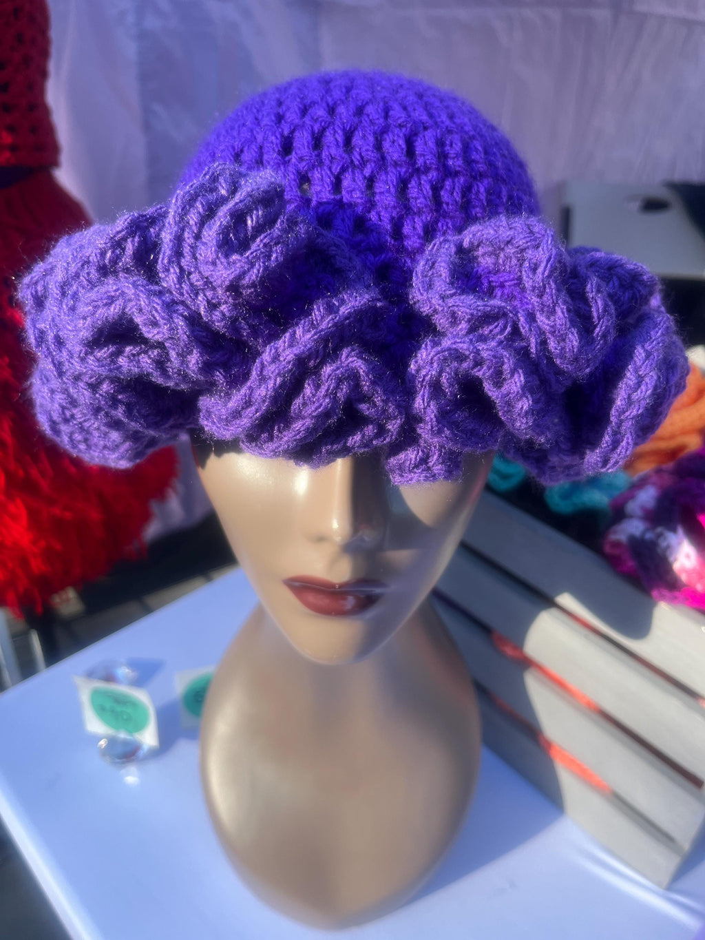 Multi Purple Toned Ruffle Hat - Unique, Colorful Bucket Hat