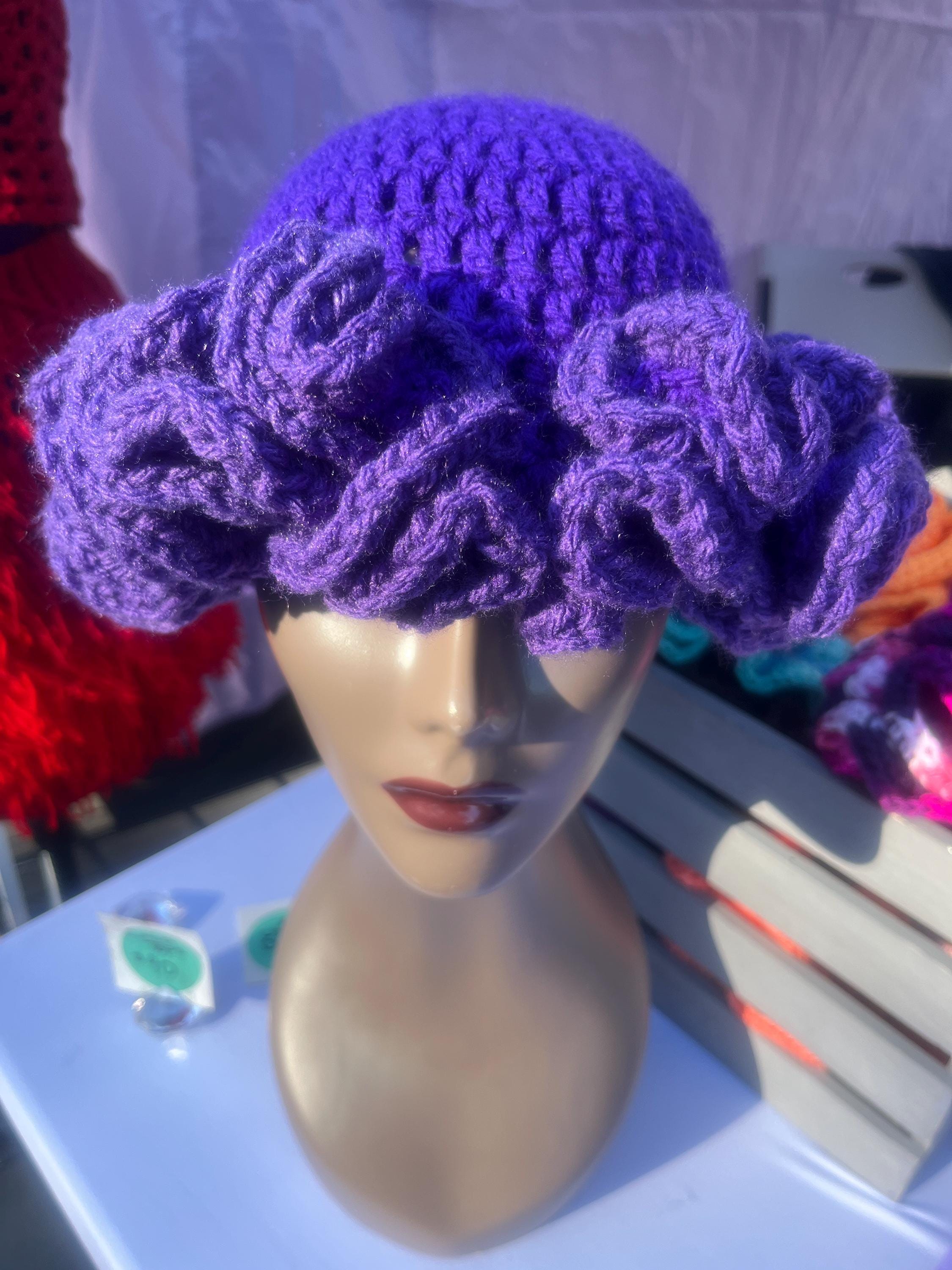 Multi Purple Toned Ruffle Hat - Unique, Colorful Bucket Hat