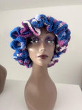 Handmade Purple Ruffle Bucket Hat, Colorful Crochet Knit