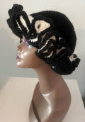 Satin Lined Black and White Ruffle Hat  - Unique, Colorful Bucket Hat