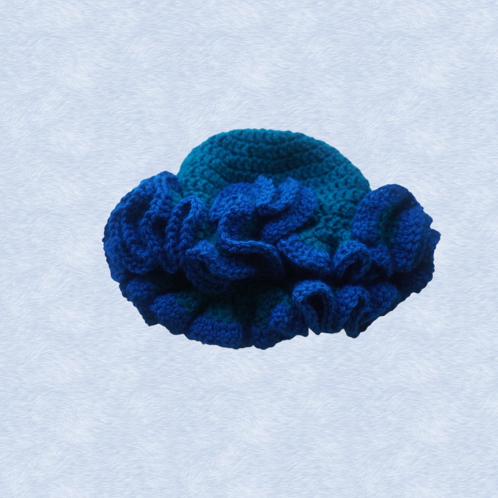 Teal and Deep Blue Kids Ruffle Hat