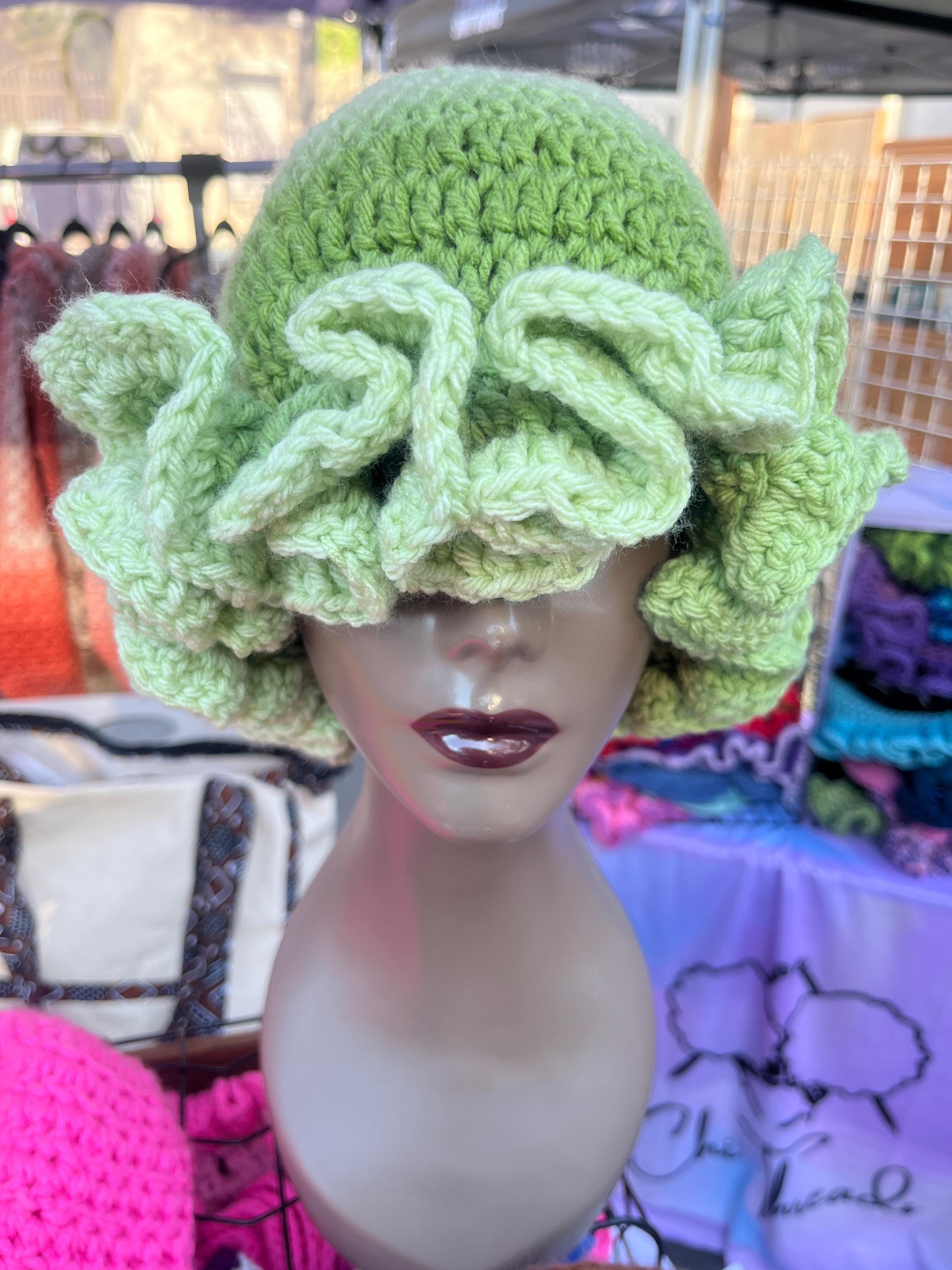 Ombre Green Ruffle Hat - Unique, Colorful Bucket Hat