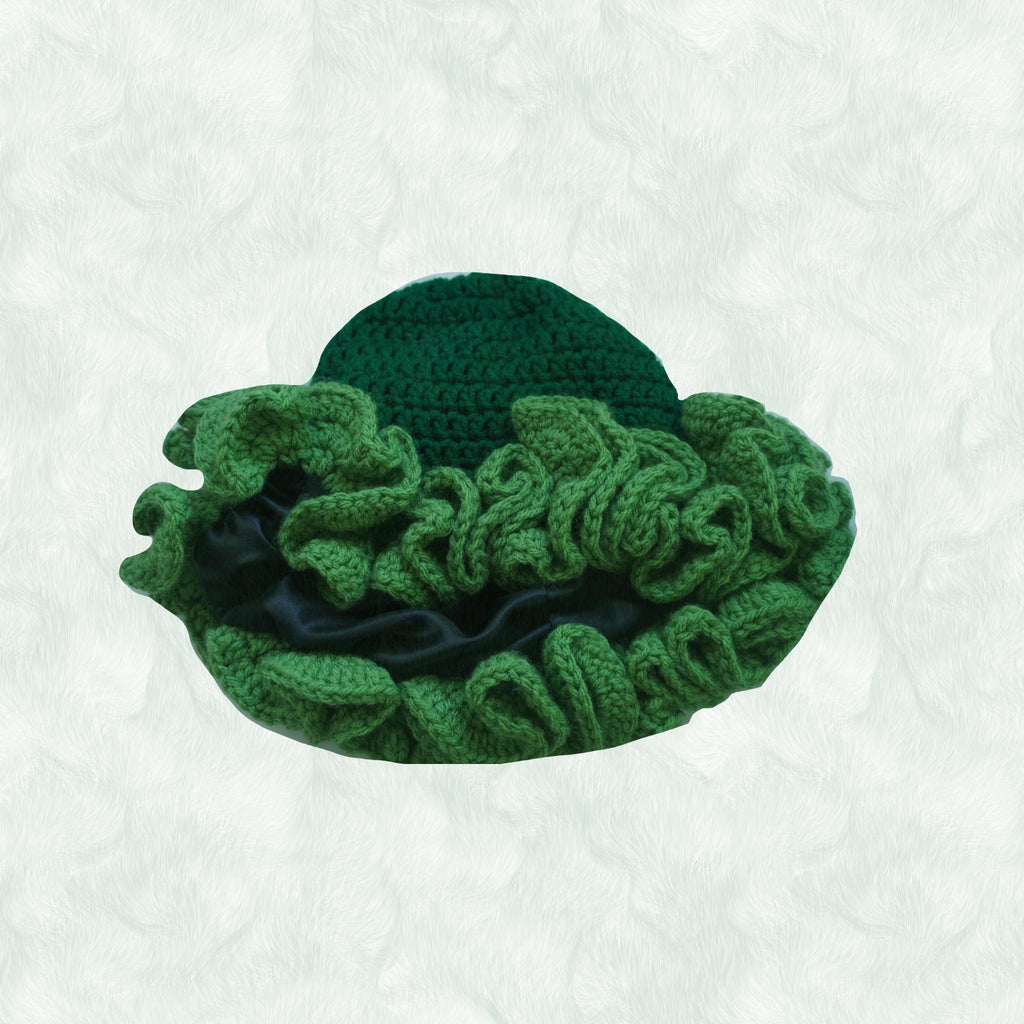 Satin Lined Green Ombre Ruffle Hat - Unique, Colorful Bucket Hat