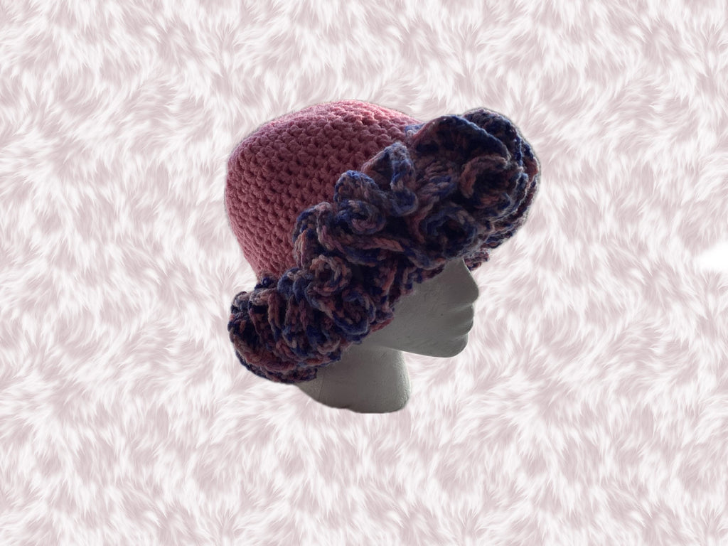 Handmade Satin-Lined Ruffle Bucket Hat – Pink Purple Ombre