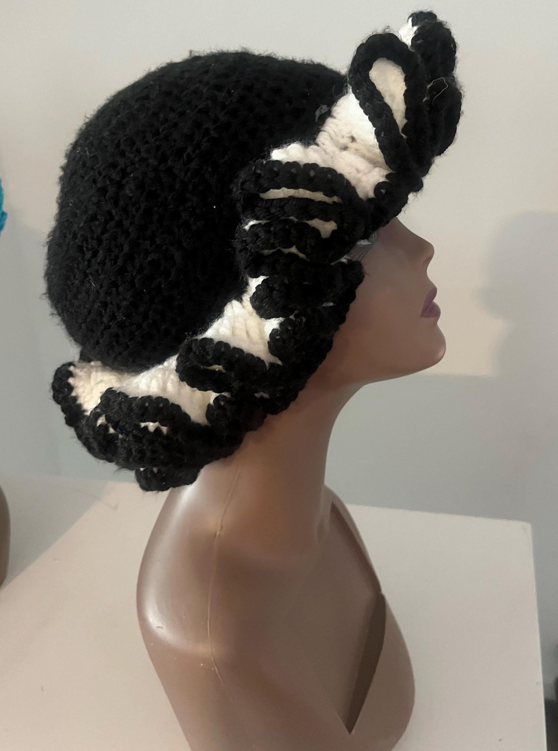 Satin Lined Black and White Ruffle Hat  - Unique, Colorful Bucket Hat