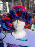 Handmade Rainbow Ruffle Bucket Hat – Acrylic Yarn, Adult Size