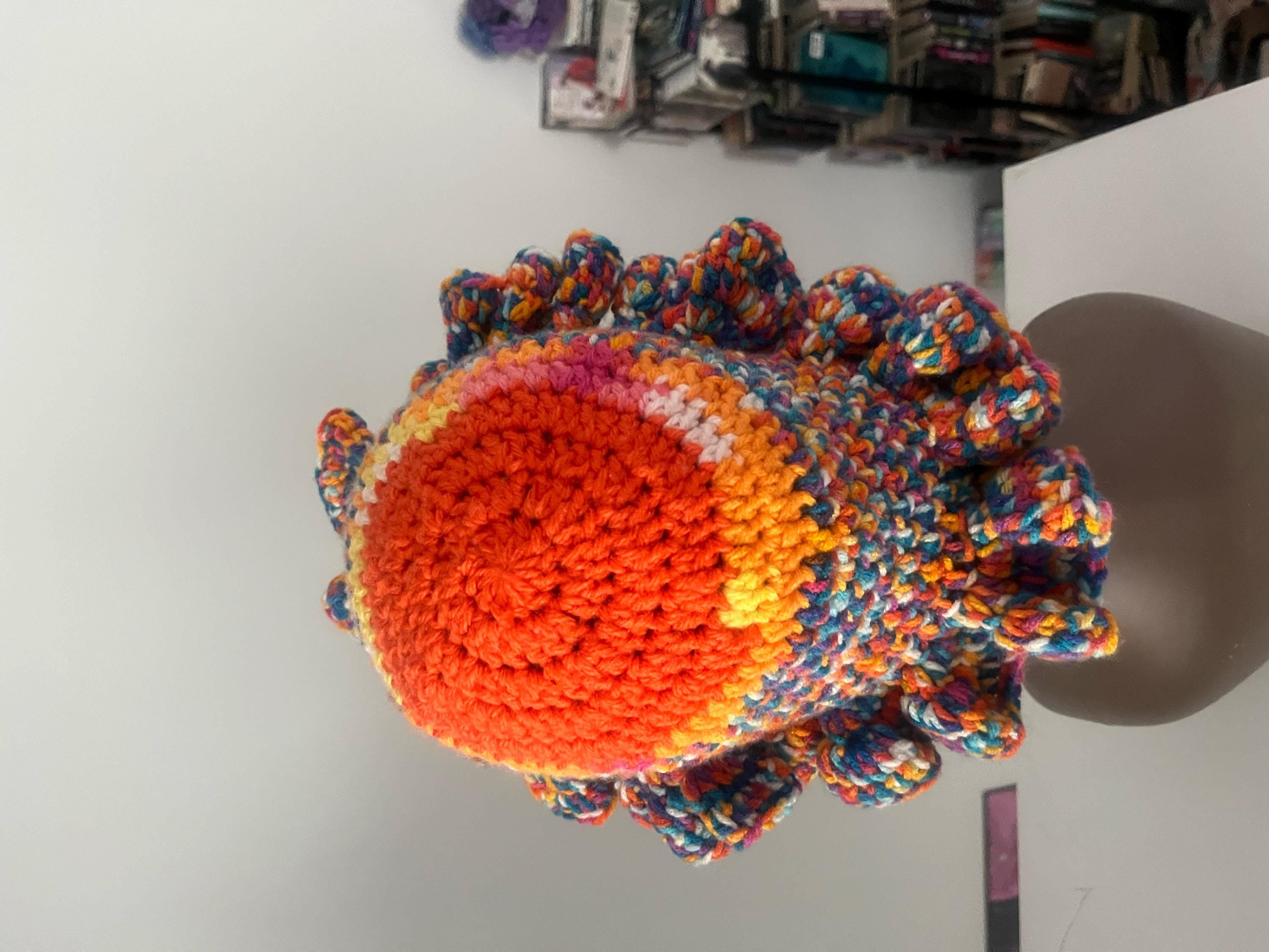 Bright Orange and Speckled Ruffle Hat -  Unique, Colorful Bucket Hat
