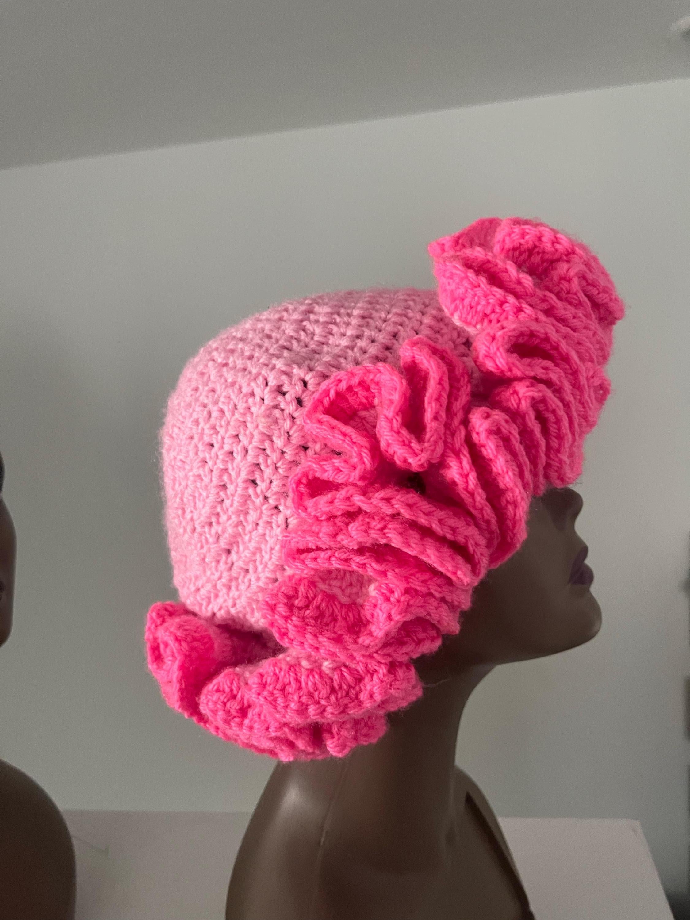 Bright Pink Reverse Ombre Ruffle Hat- Colorful and Unique Bucket Hat