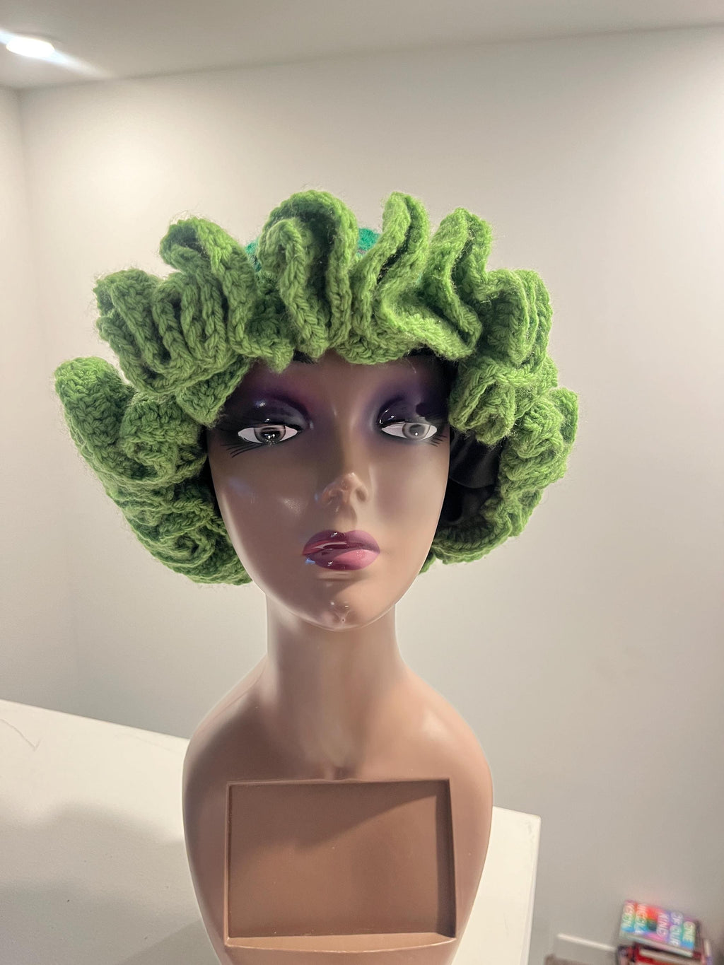 Satin Lined Green Ombre Ruffle Hat - Unique, Colorful Bucket Hat