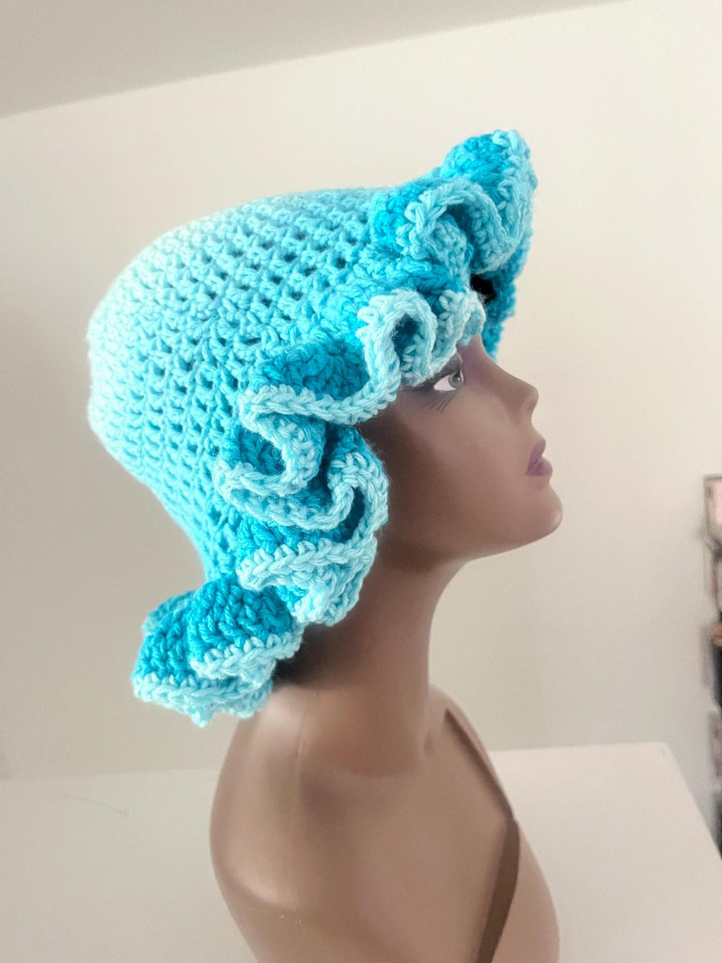 Light Blue Ombre Ruffle Hat - Colorful and Unique Bucket Hat