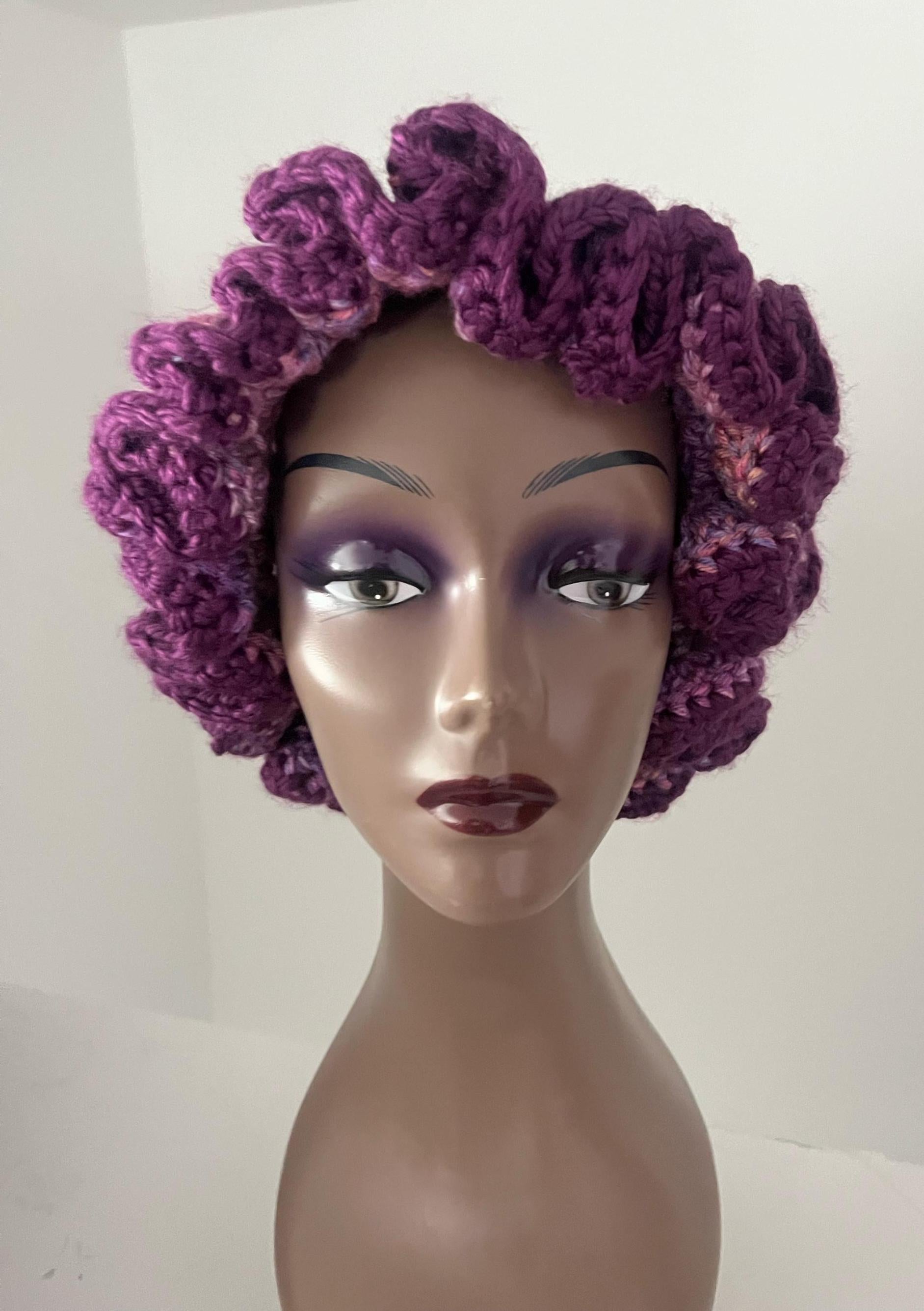 Multi Colored Pink and Purple Hat with Burgundy Trim - Unique, Colorful Bucket Hat