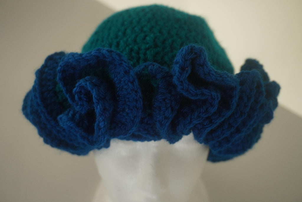 Teal and Deep Blue Kids Ruffle Hat