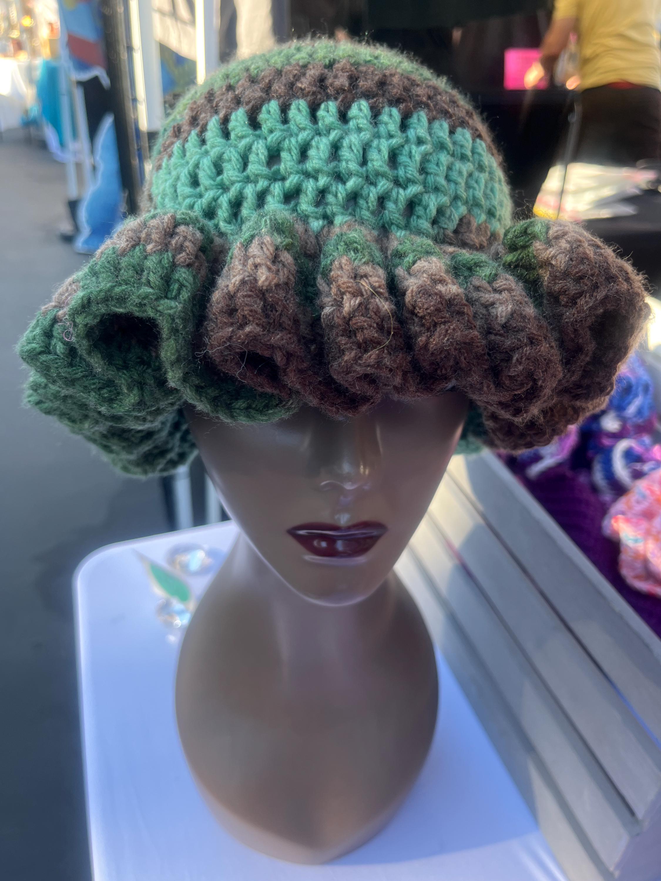 Camo Colored Wavy Ruffle Hat