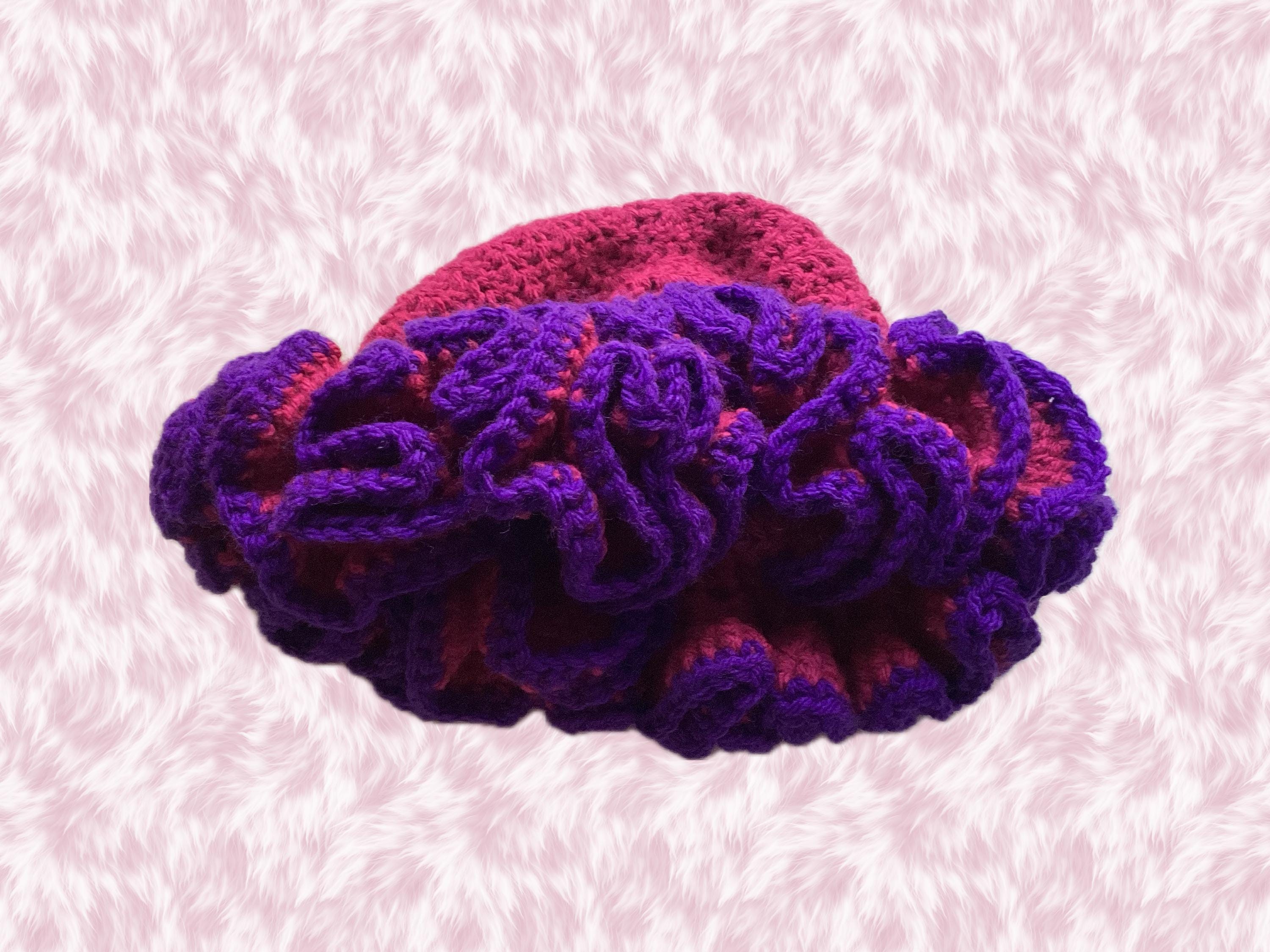 Bright Pink and Neon Purple Ruffle Hat - Unique, Colorful Bucket Hat