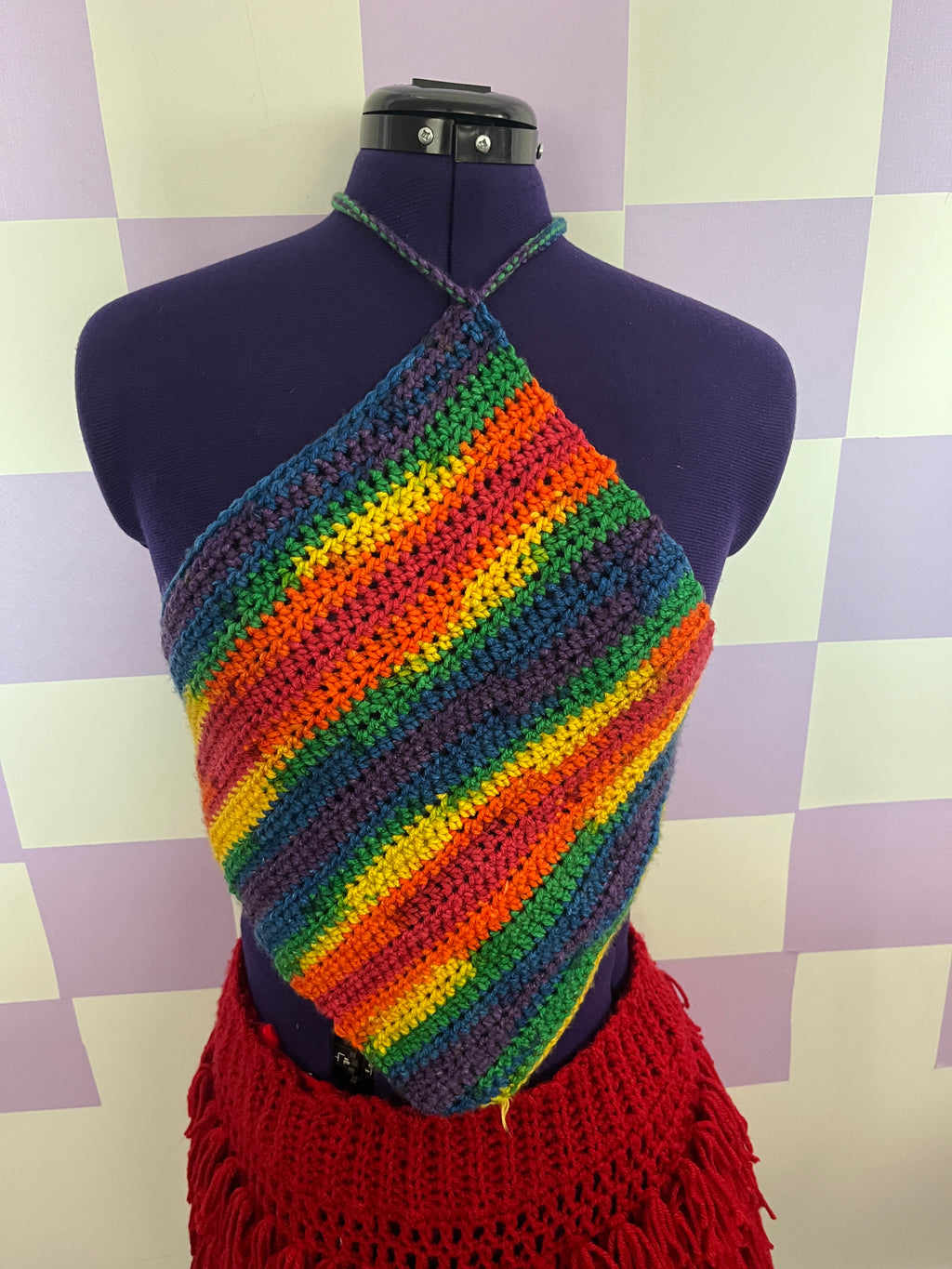 Rainbow Crochet Diamond Top