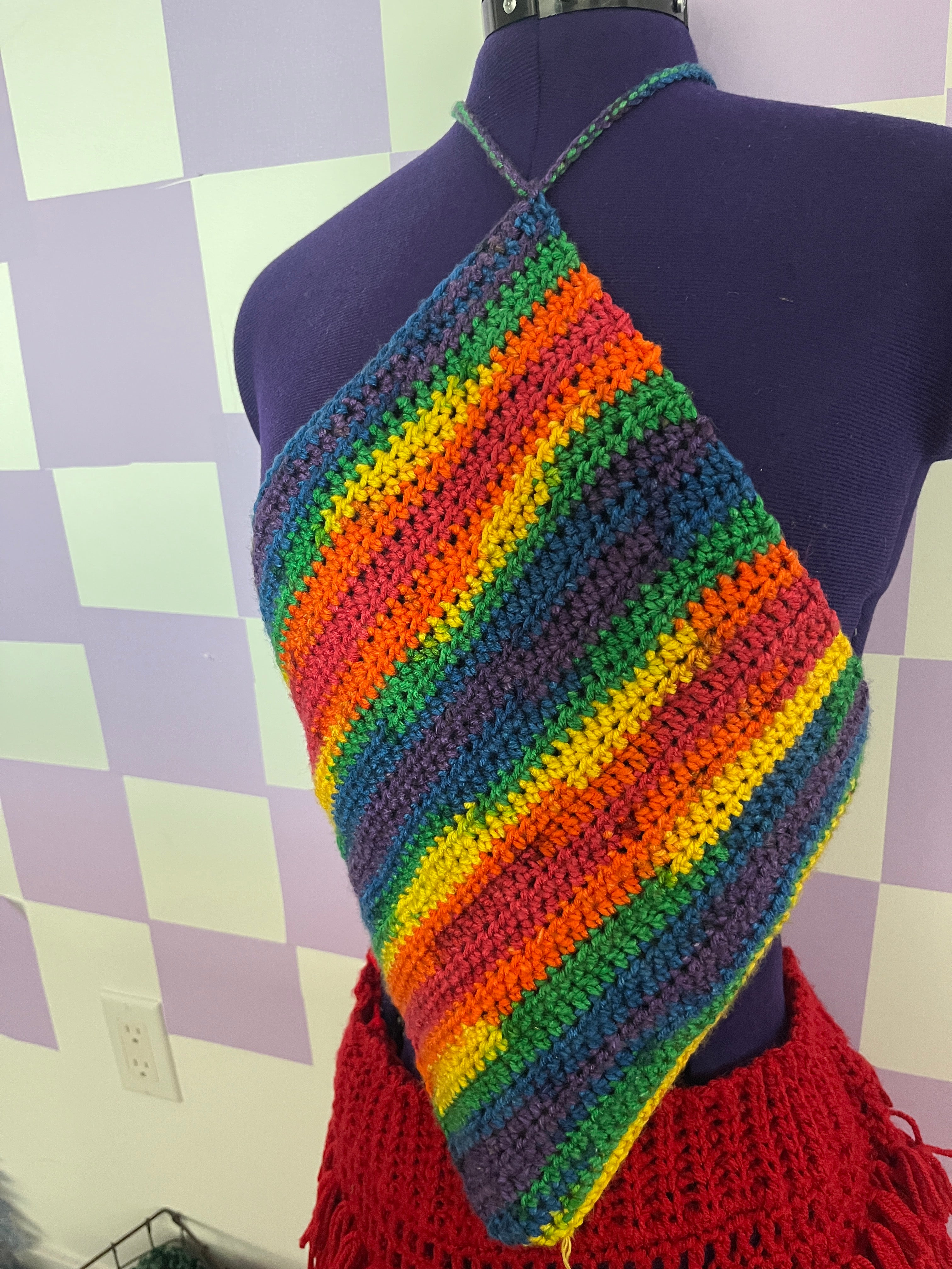 Rainbow Crochet Diamond Top