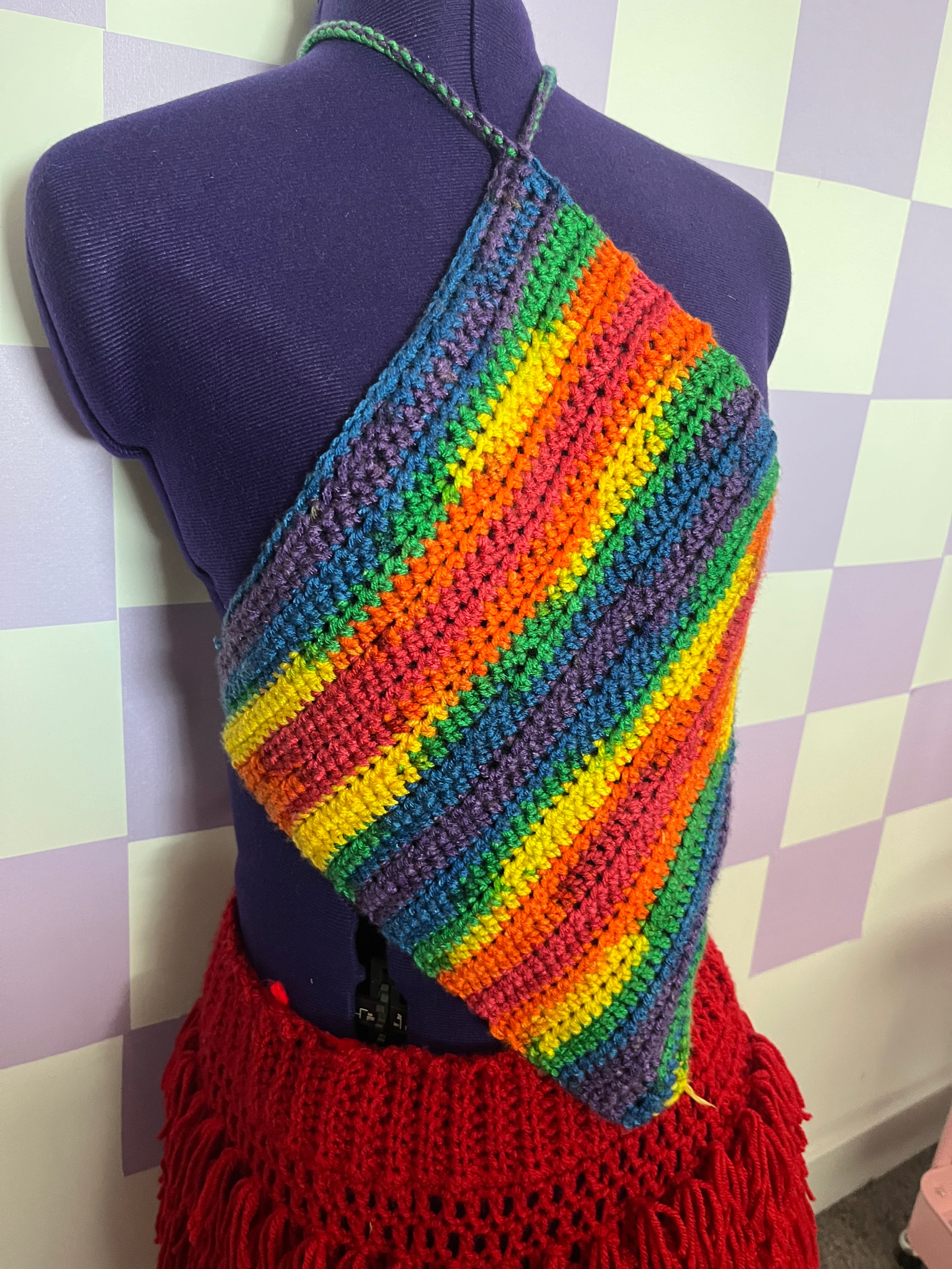 Rainbow Crochet Diamond Top