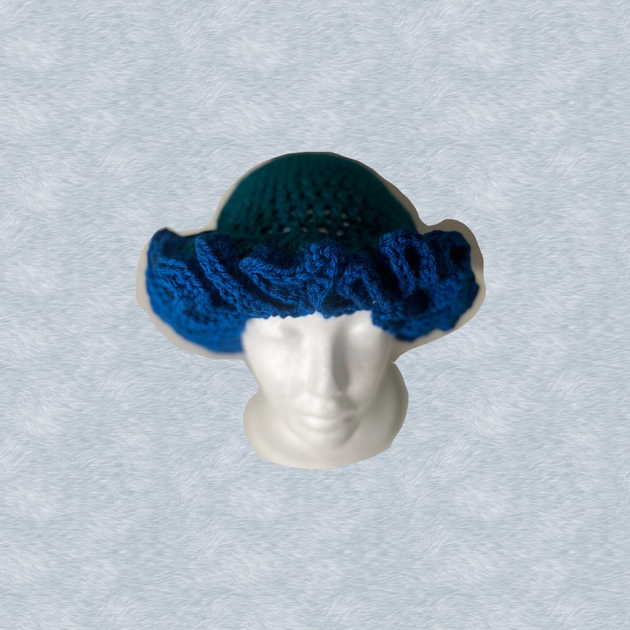 Teal and Deep Blue Kids Ruffle Hat