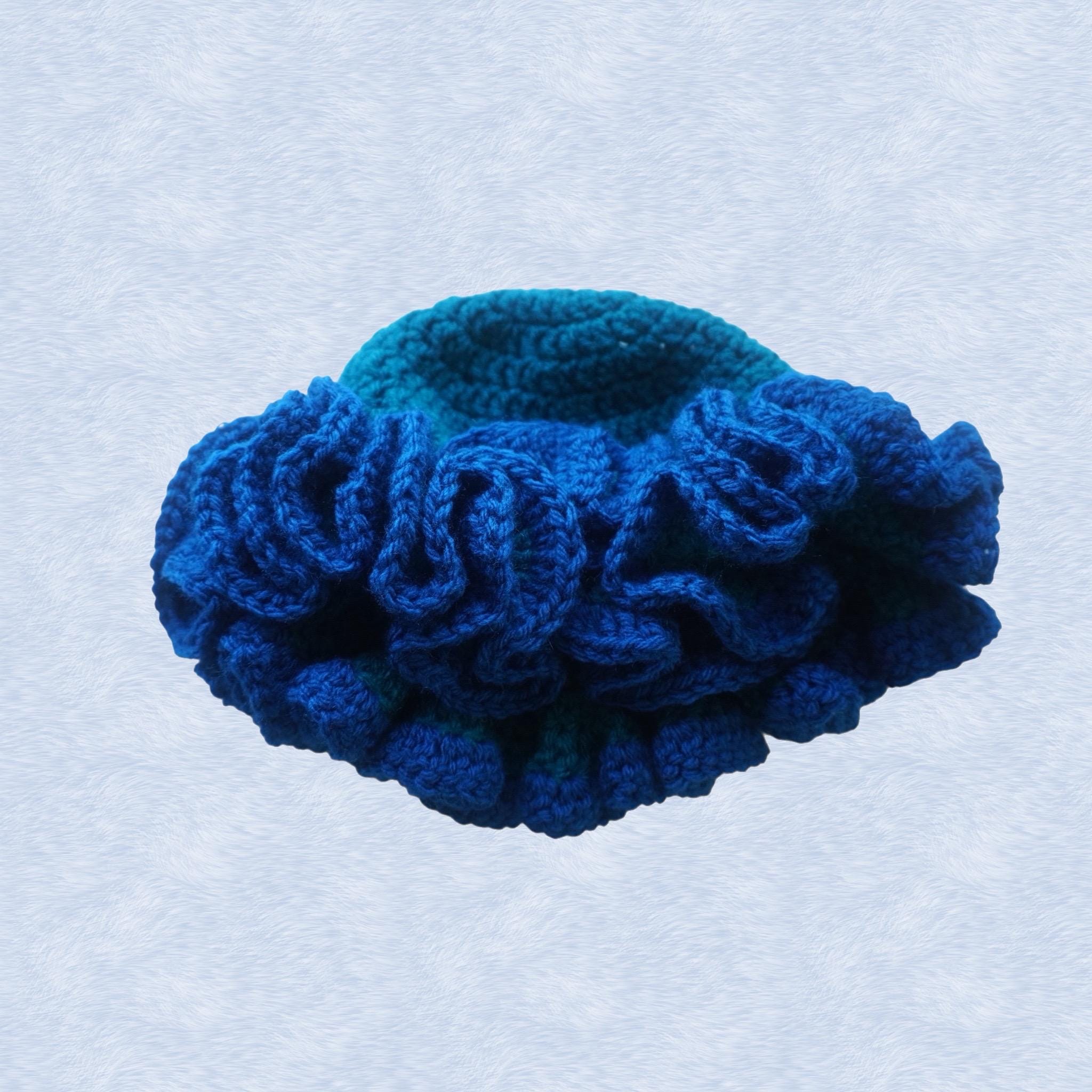 Teal and Deep Blue Kids Ruffle Hat