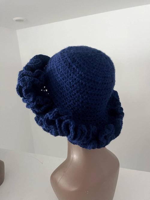 Bold Royal Blue Ruffle Hat - Unique, Colorful Bucket Hat