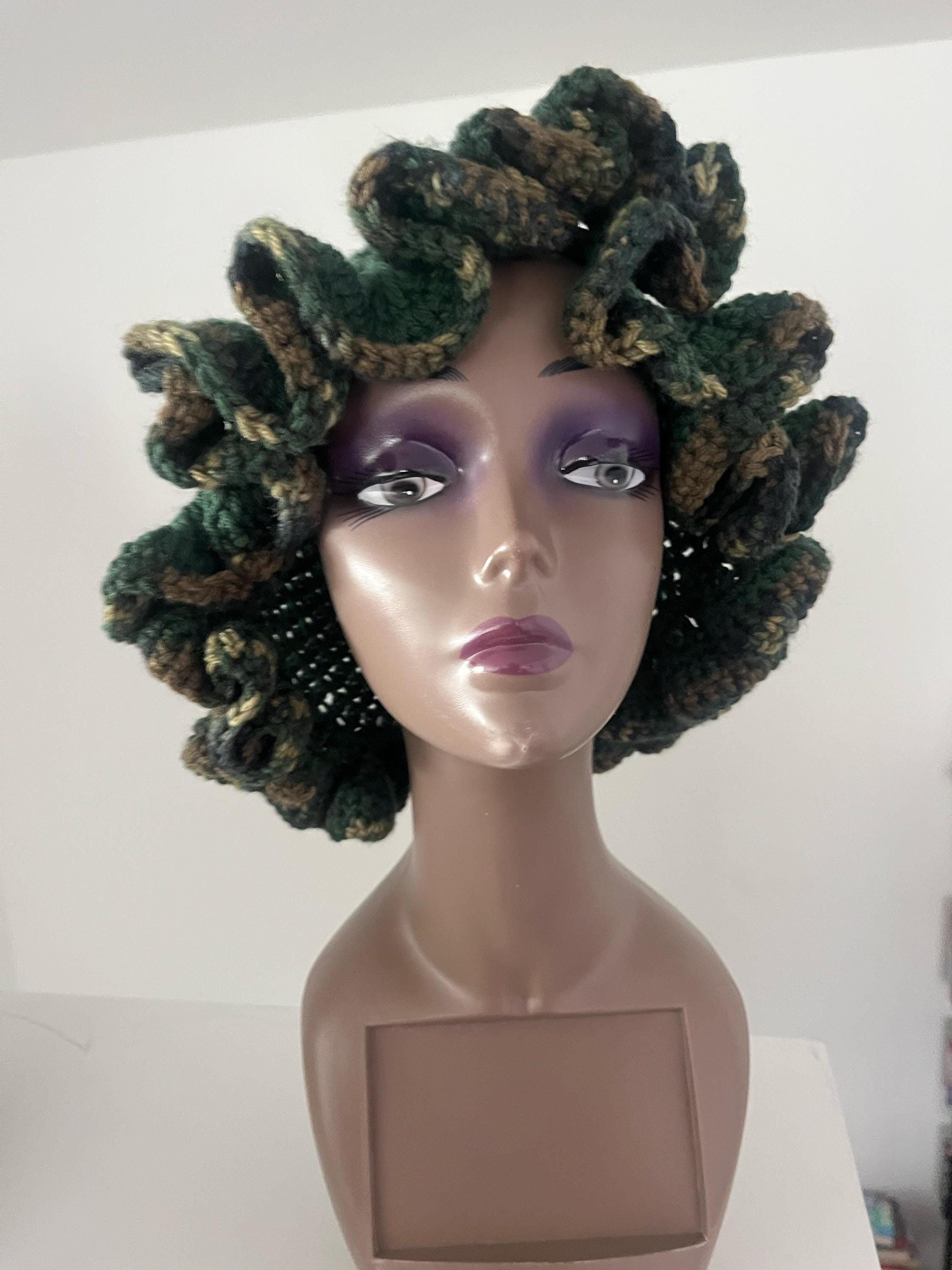 Deep Forest Green Ruffle Hat with Camo Trim - Unique, Colorful Bucket Hat