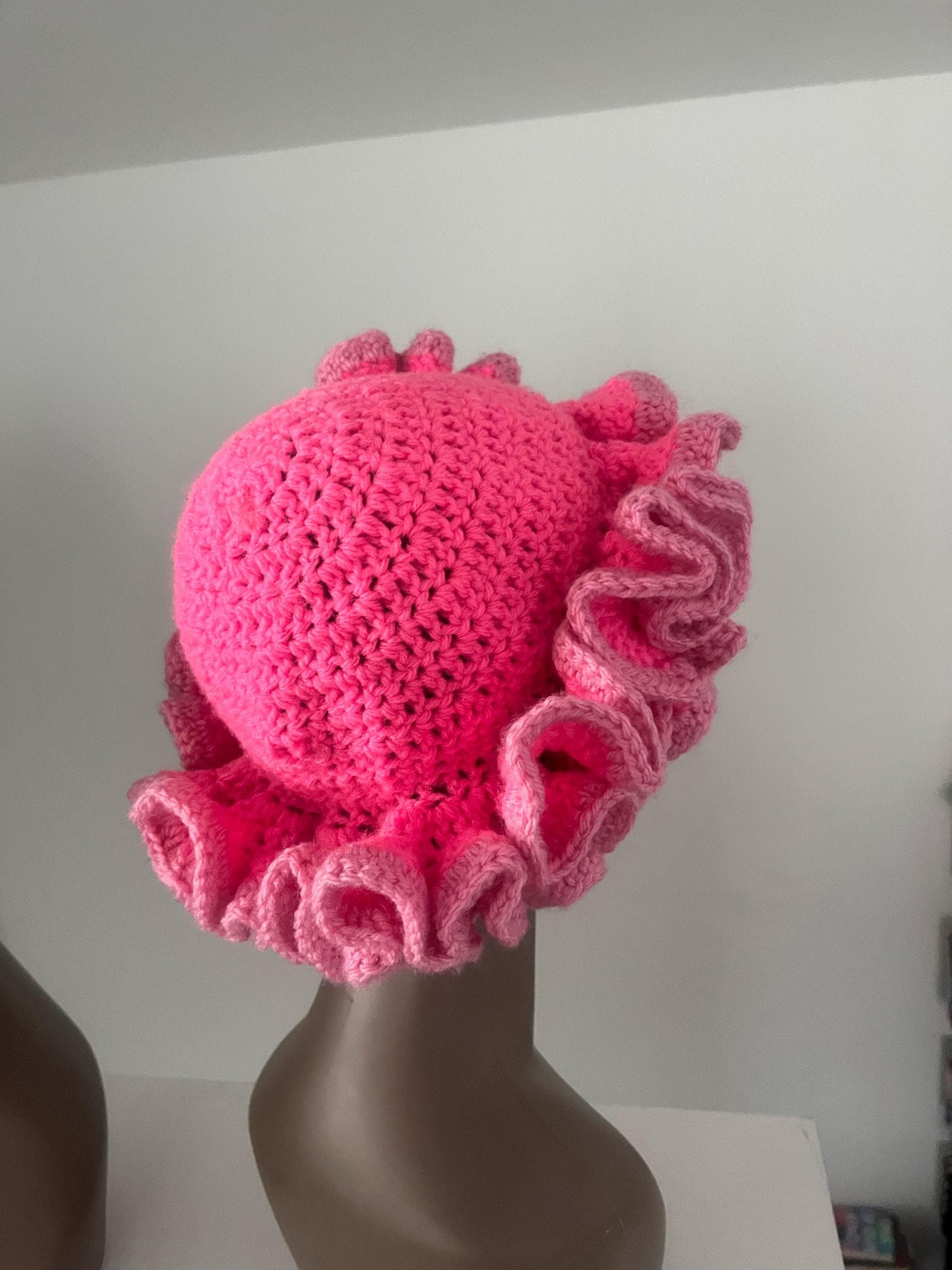 Ombre Pink Ruffle Hat- Colorful and Unique Bucket Hat