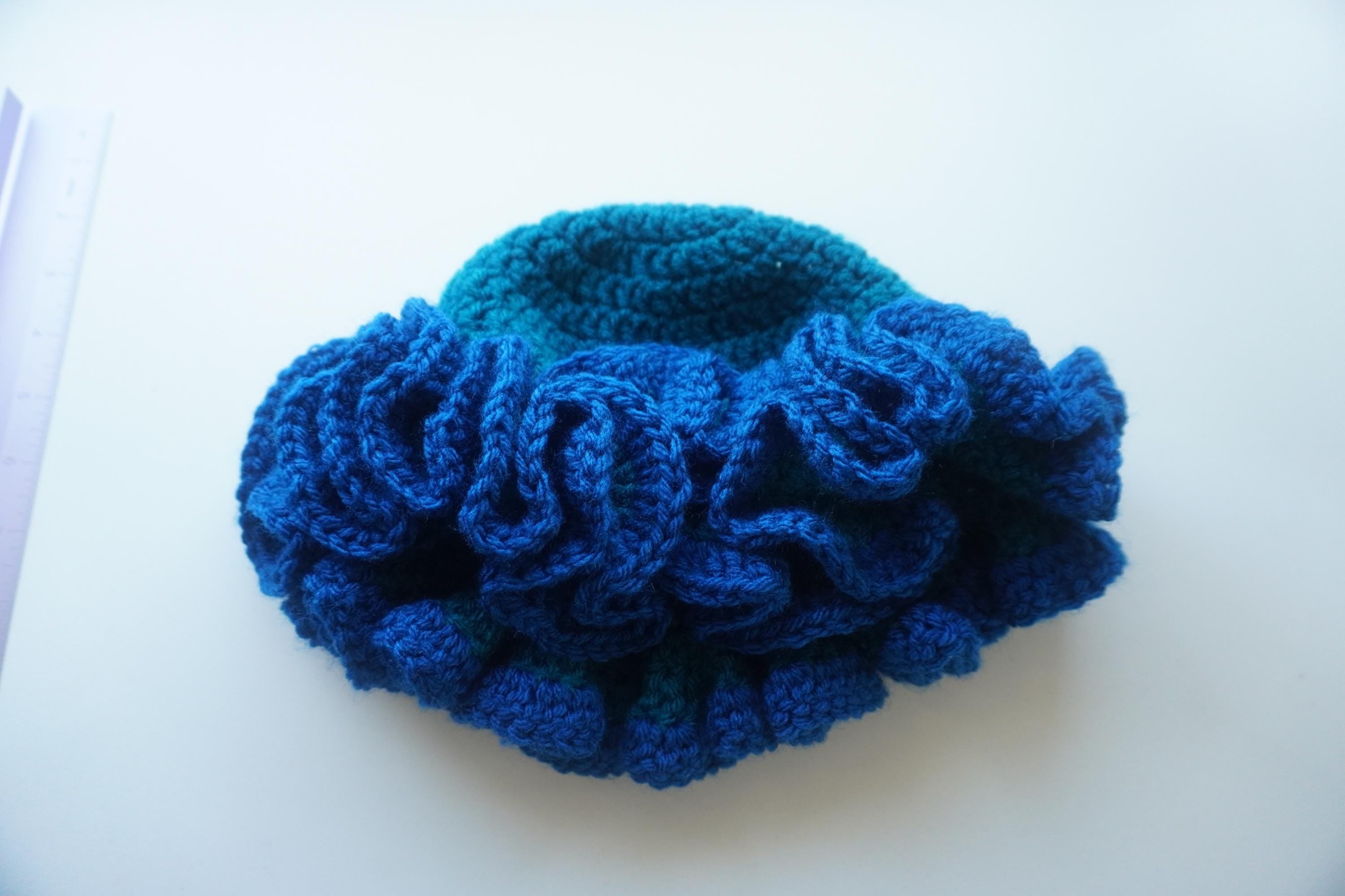 Teal and Deep Blue Kids Ruffle Hat