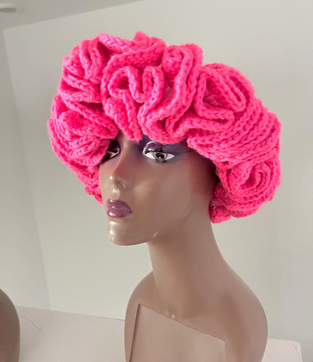 Bright Pink Reverse Ombre Ruffle Hat- Colorful and Unique Bucket Hat