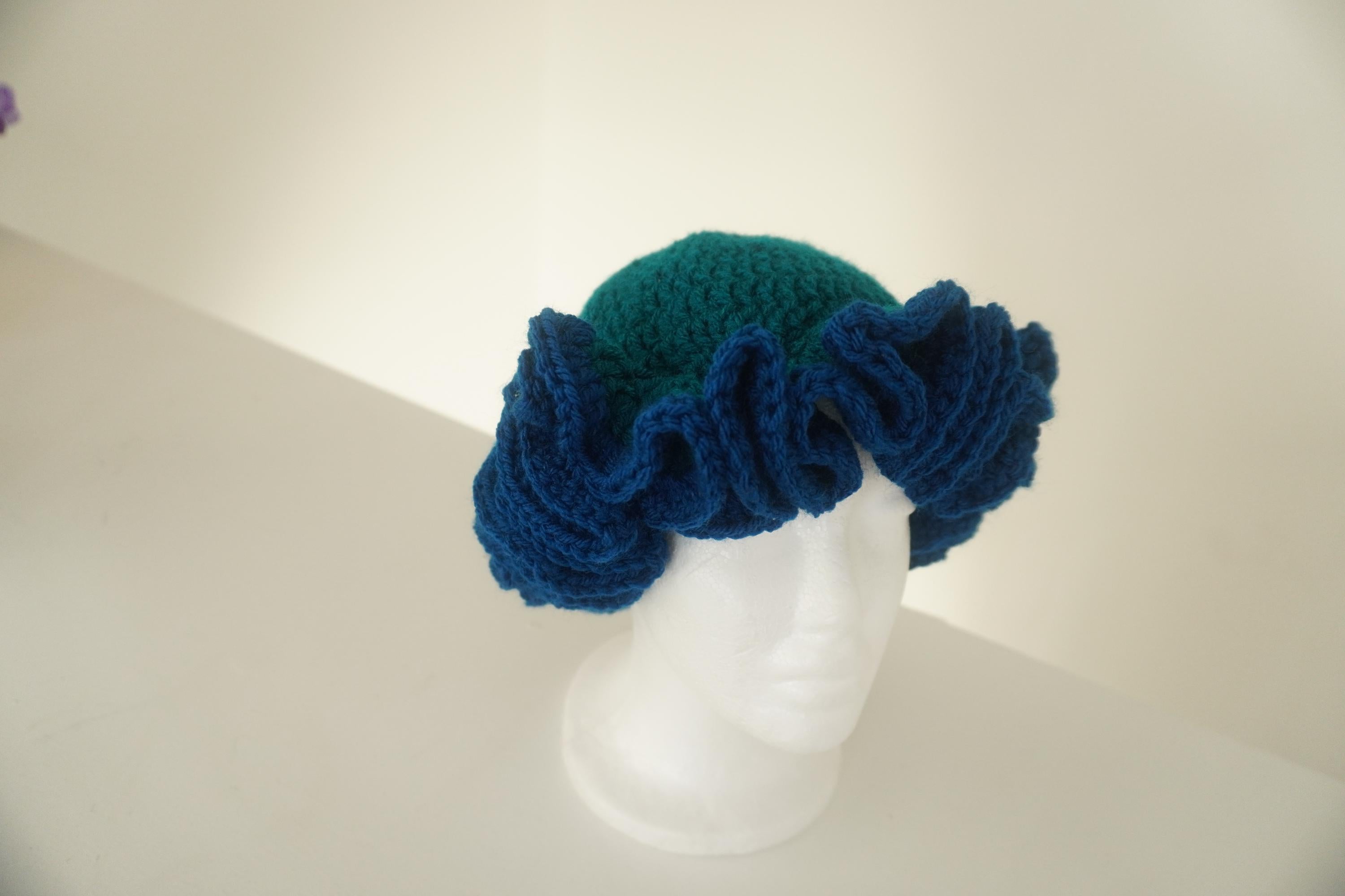 Teal and Deep Blue Kids Ruffle Hat
