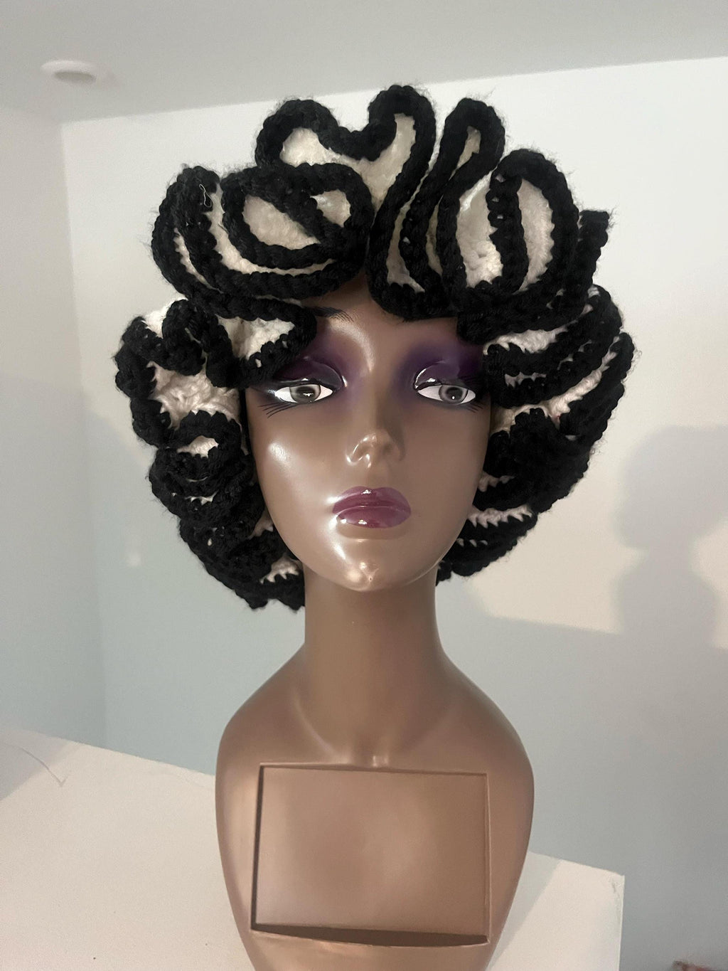 Satin Lined Black and White Ruffle Hat  - Unique, Colorful Bucket Hat