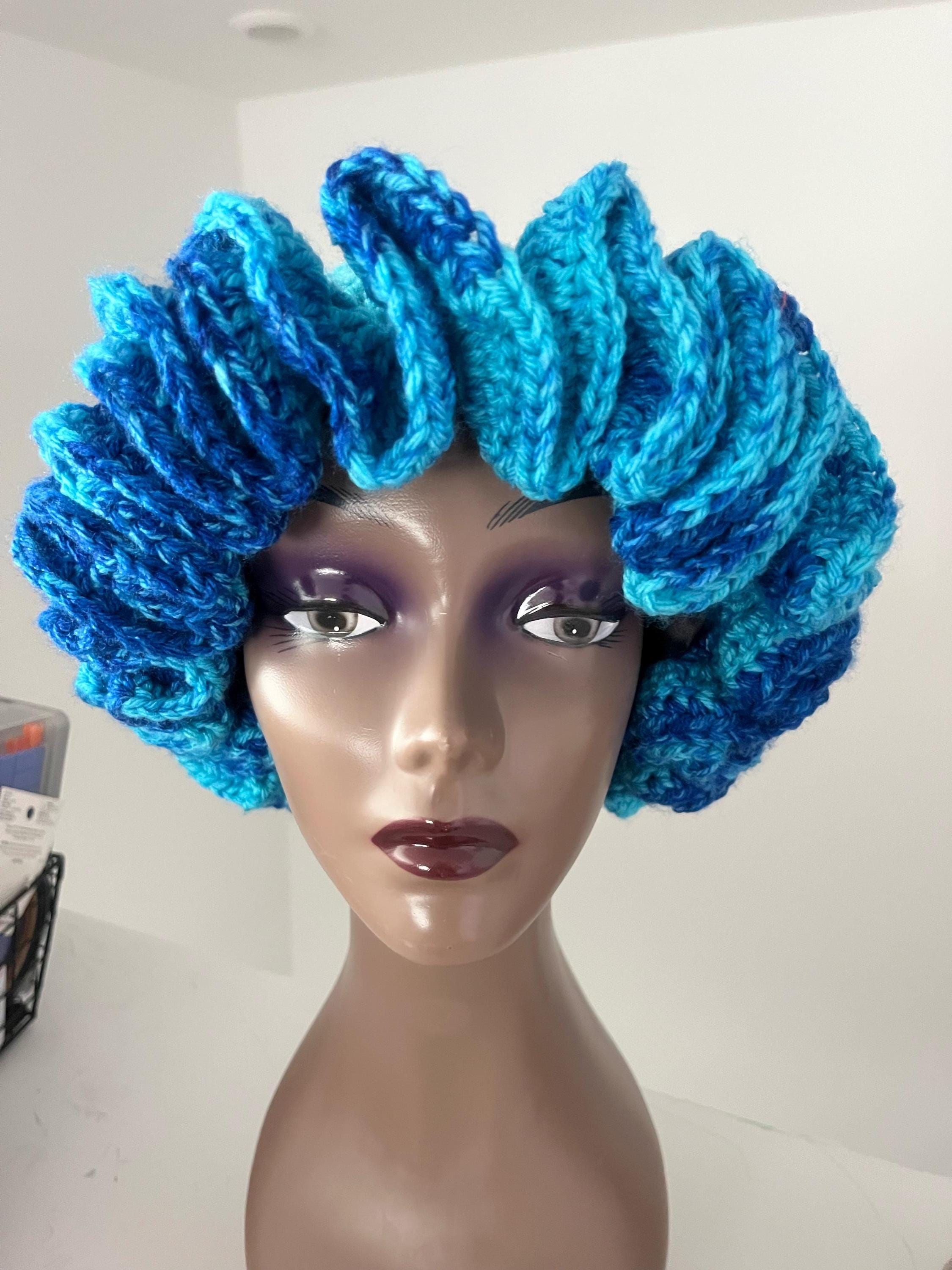 SATIN LINED Bright Blue to Ocean Brim Ruffle Hat- Colorful and Unique Bucket Hat
