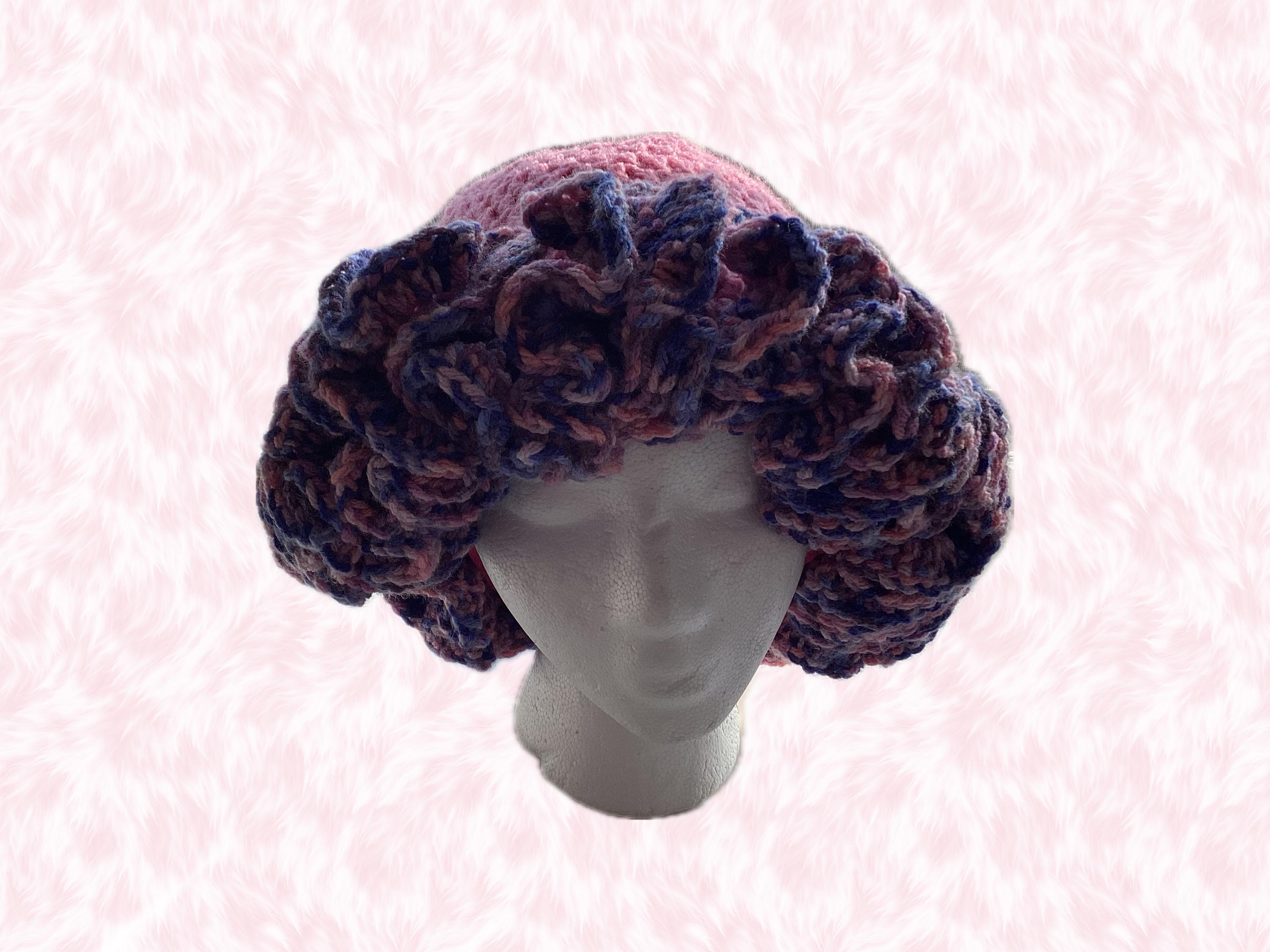 Handmade Satin-Lined Ruffle Bucket Hat – Pink Purple Ombre
