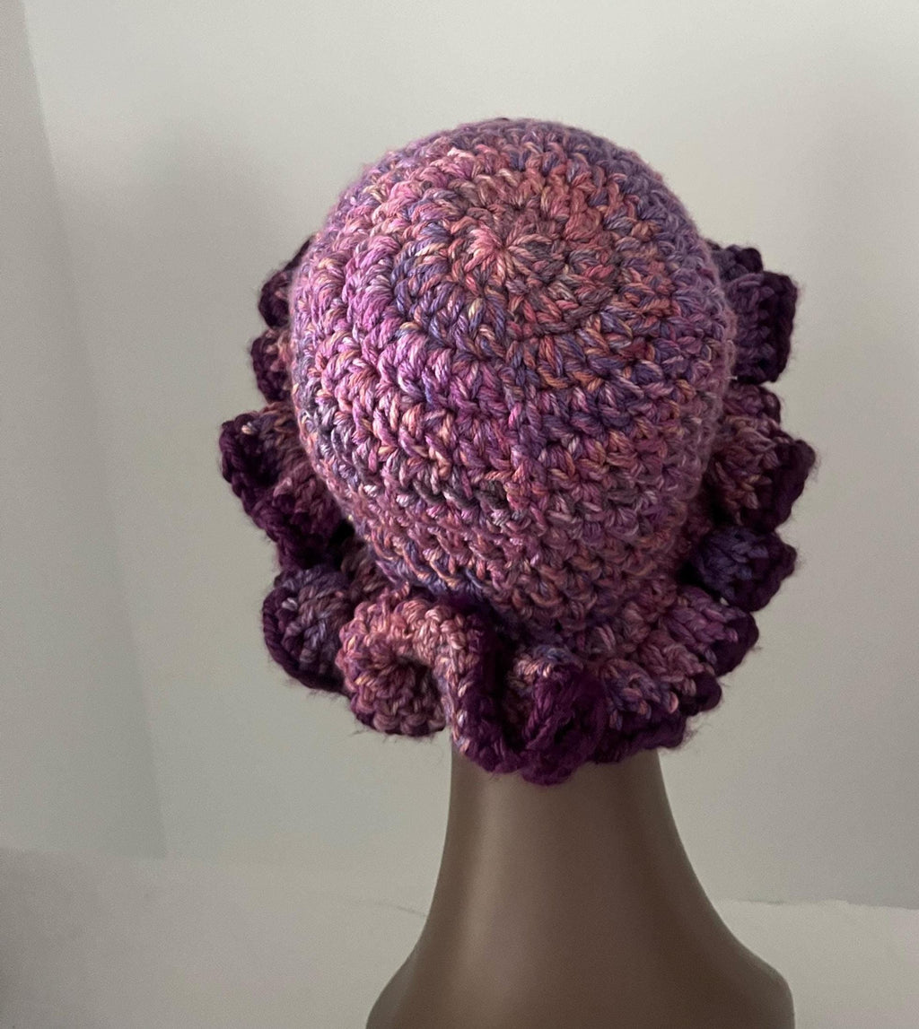 Multi Colored Pink and Purple Hat with Burgundy Trim - Unique, Colorful Bucket Hat