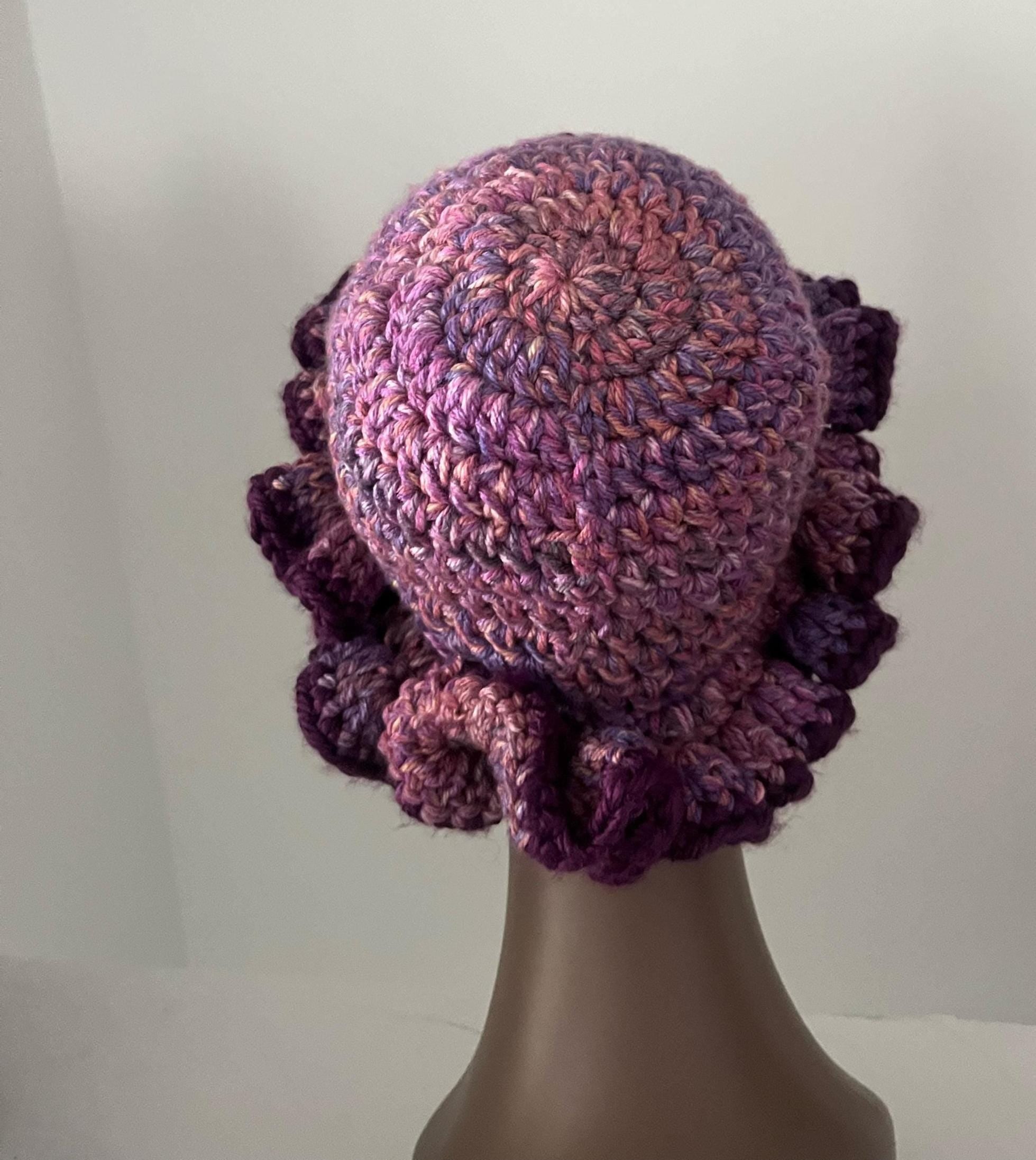 Multi Colored Pink and Purple Hat with Burgundy Trim - Unique, Colorful Bucket Hat